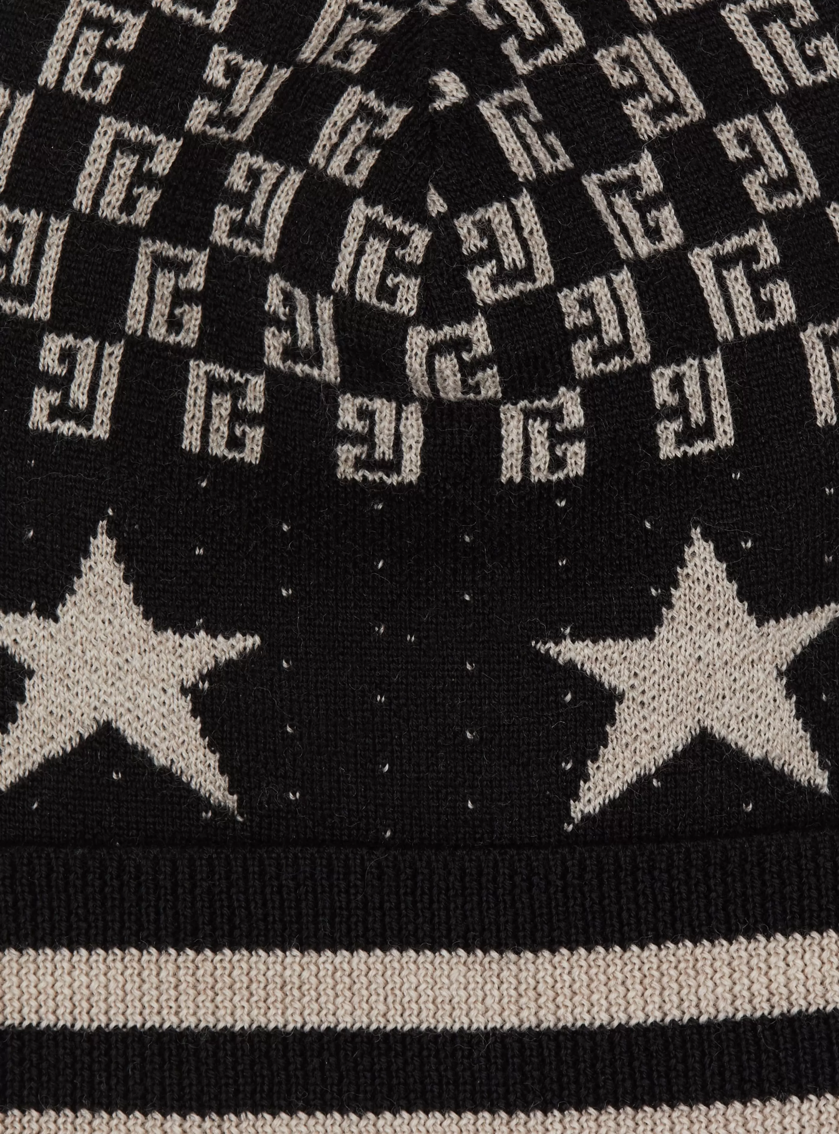 Balmain Cappelli-Mini Monogram And Stars Beanie black