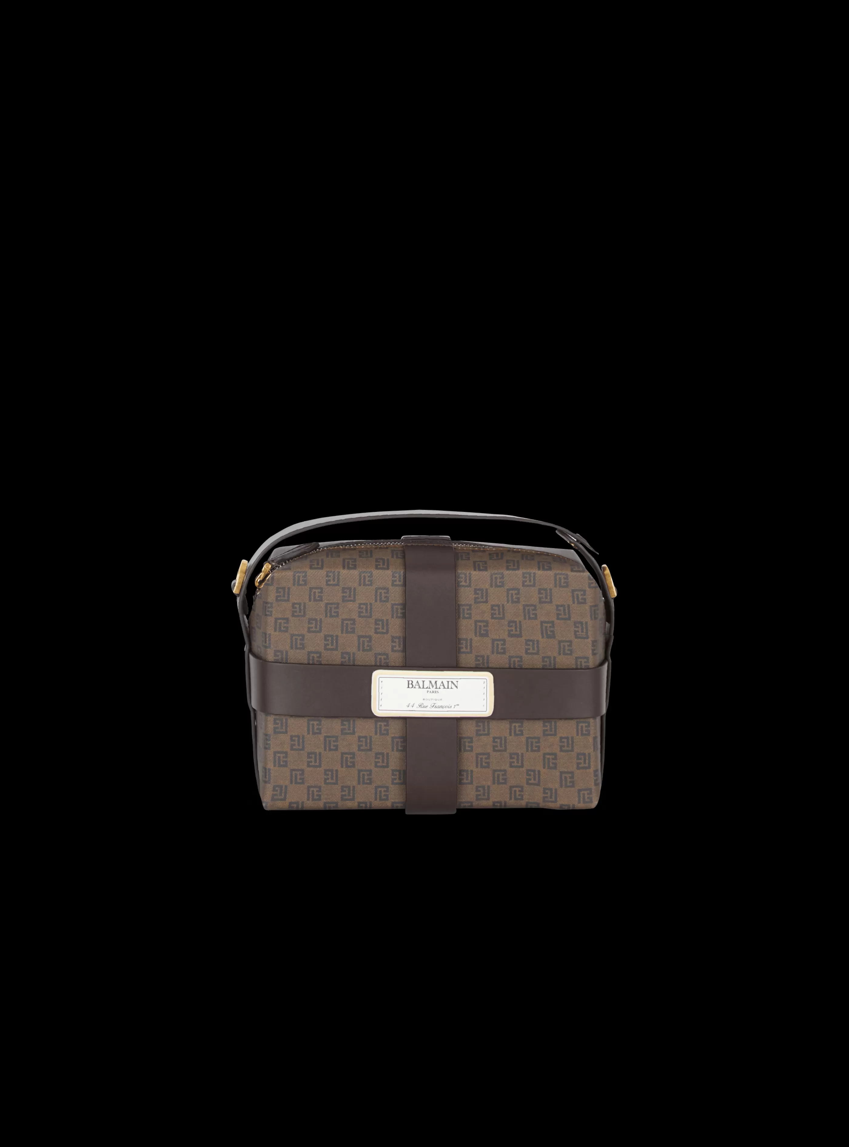 Balmain Borse A Spalla | Borse A Tracolla-Mini Monogram Canvas And Leather Box Bag brown