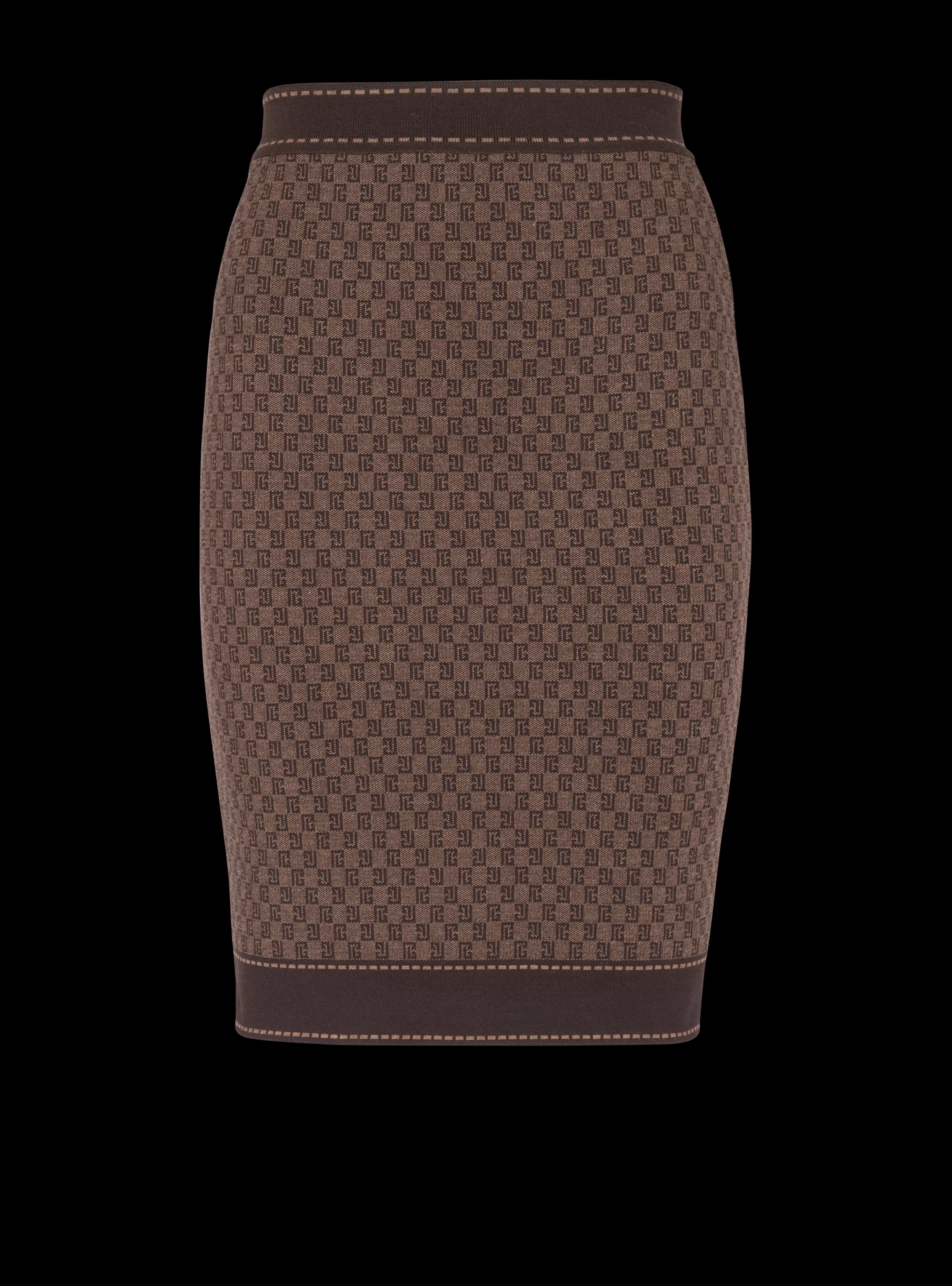 Balmain Gonne | Maglieria-Mini Monogram Jacquard Skirt brown