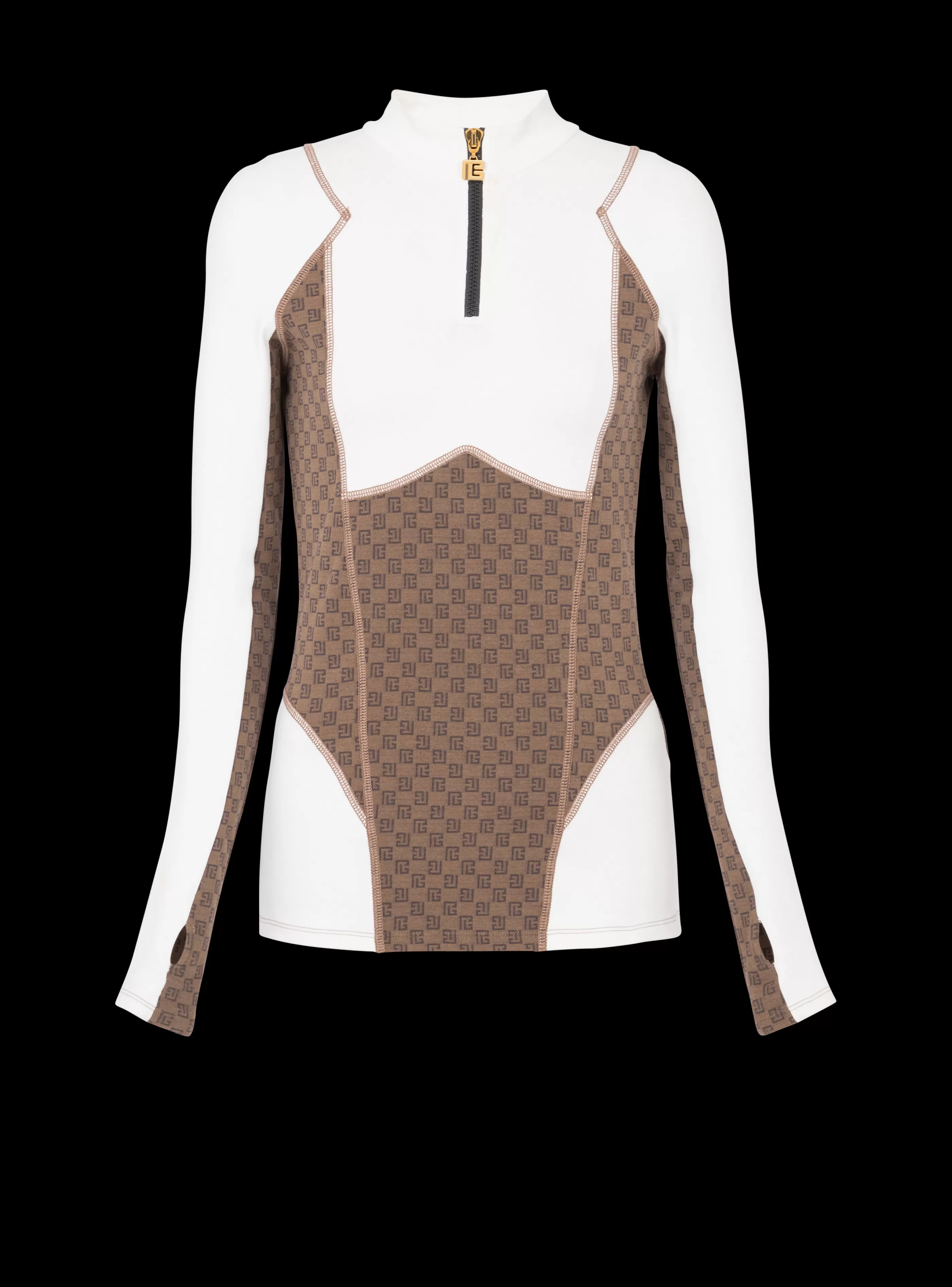 Balmain Maglieria | Top E Camicie-Mini Monogram Technical Top brown