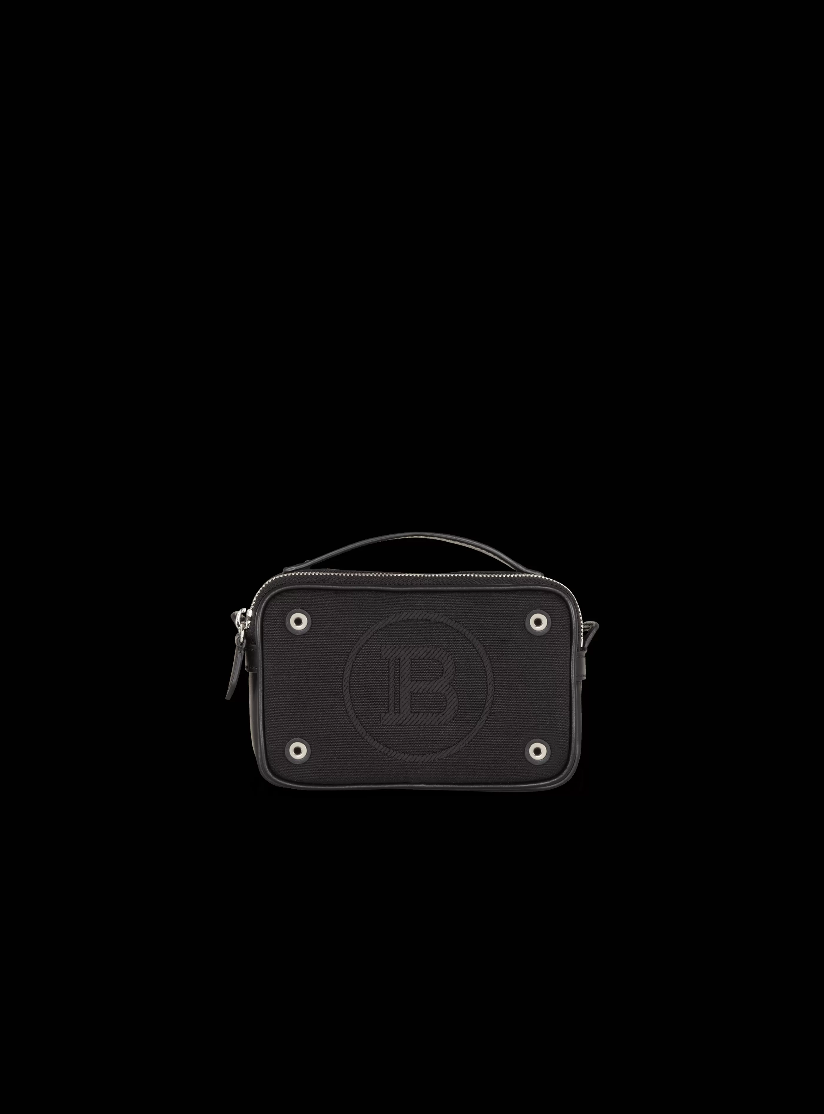 Balmain Borse A Tracolla-Mini Reporter Bag In Canvas And Leather black