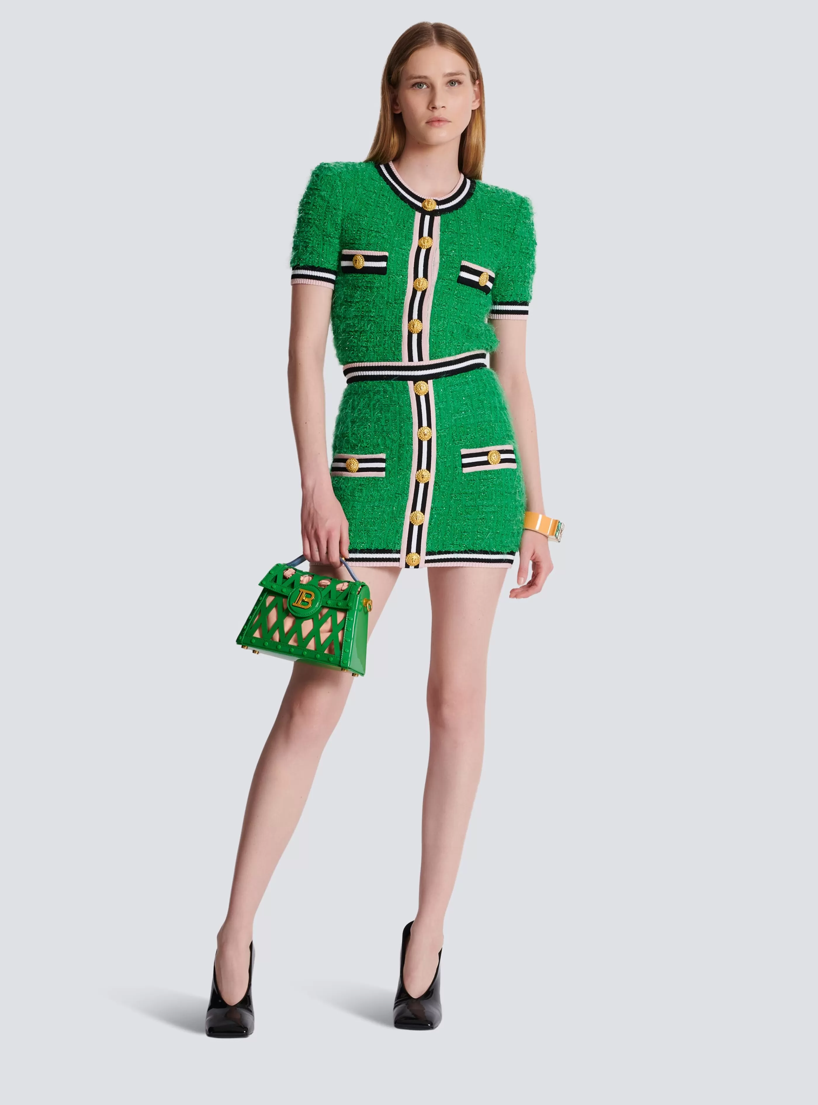 Balmain Gonne | Maglieria-Monogram Knit Skirt green