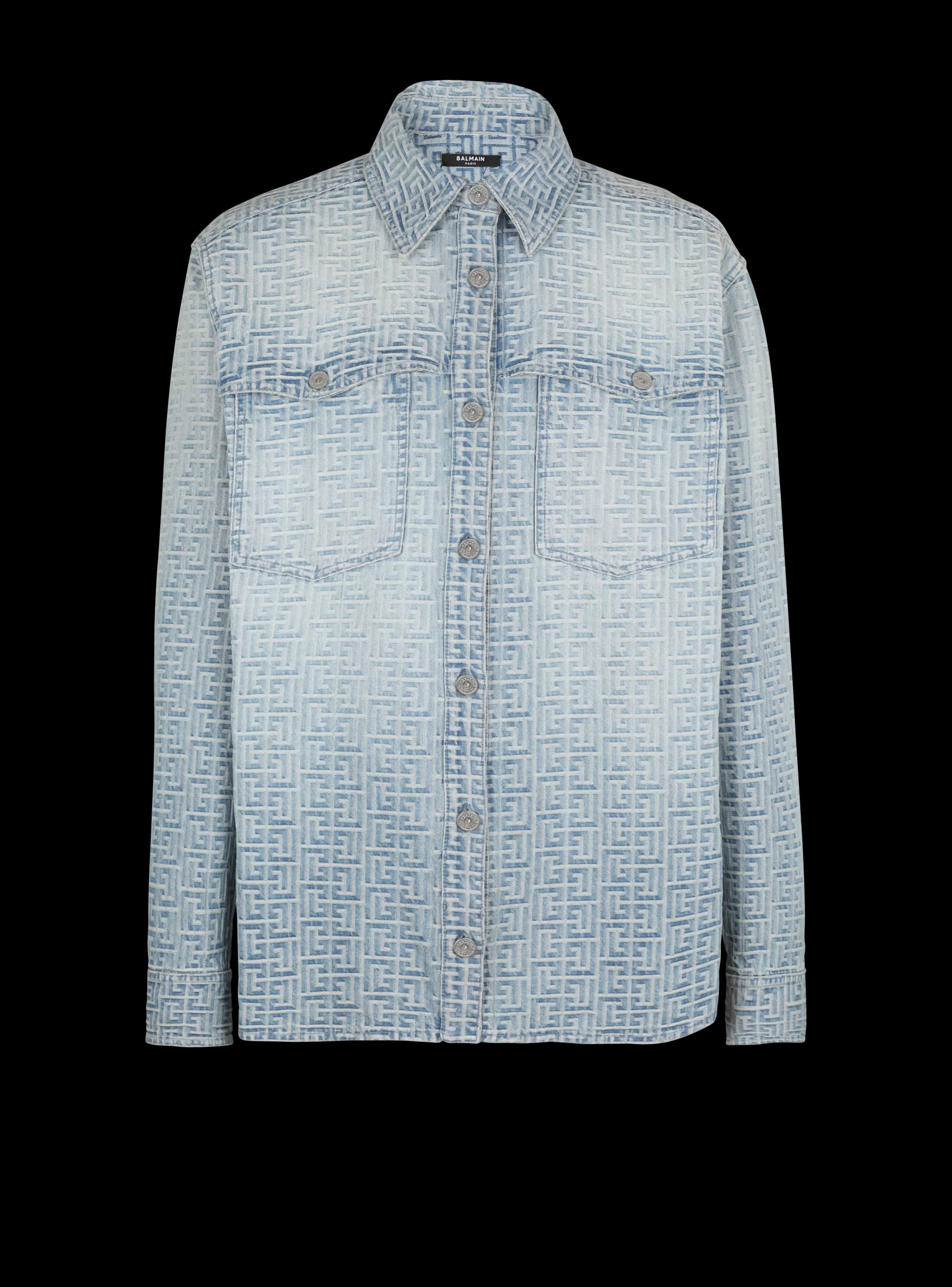 Balmain Camicie E Polo | Denim-Monogrammed Jacquard Denim Shirt  blue