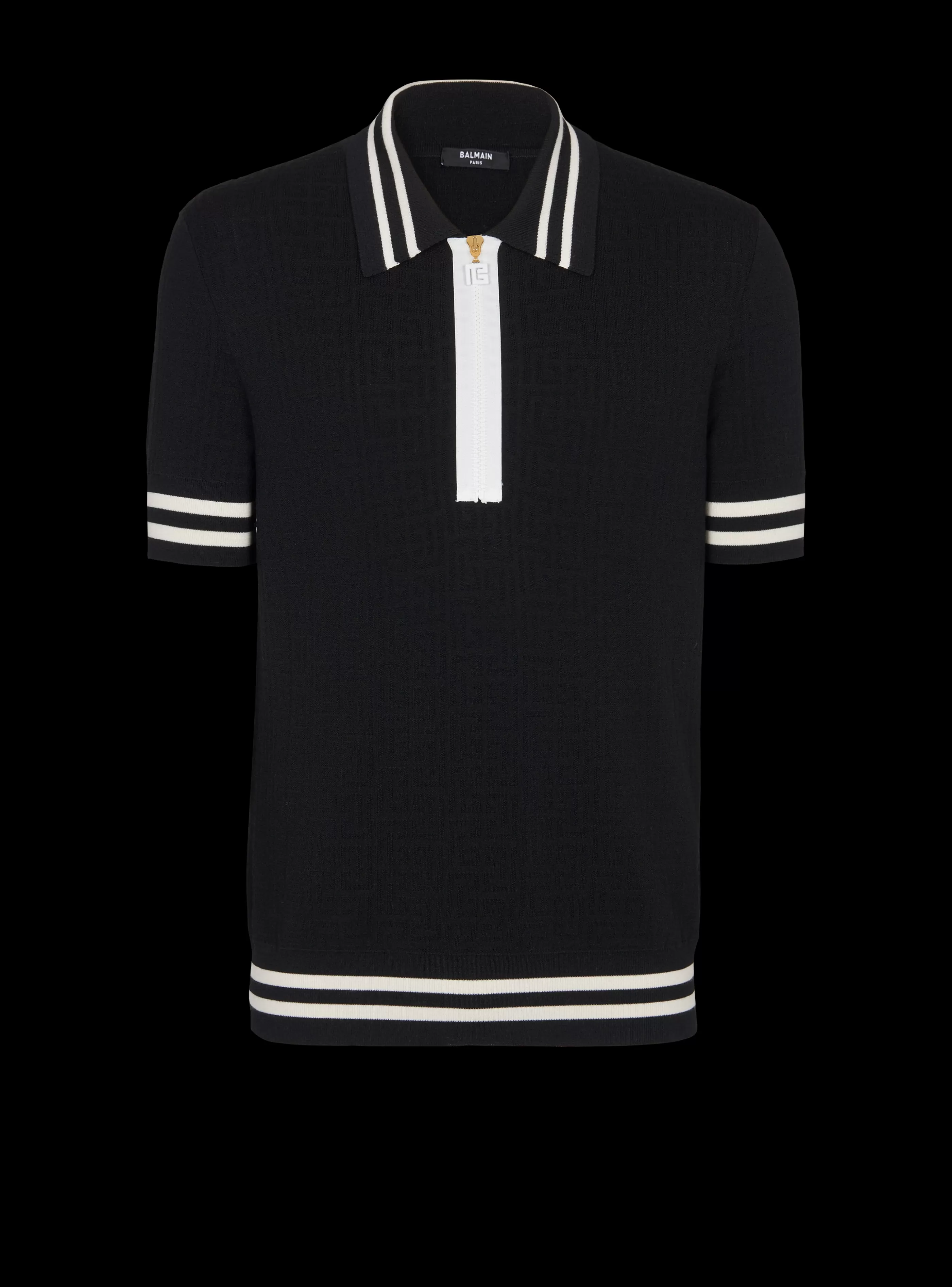 Balmain Maglieria | Camicie E Polo-Monogrammed Jacquard Polo Shirt black