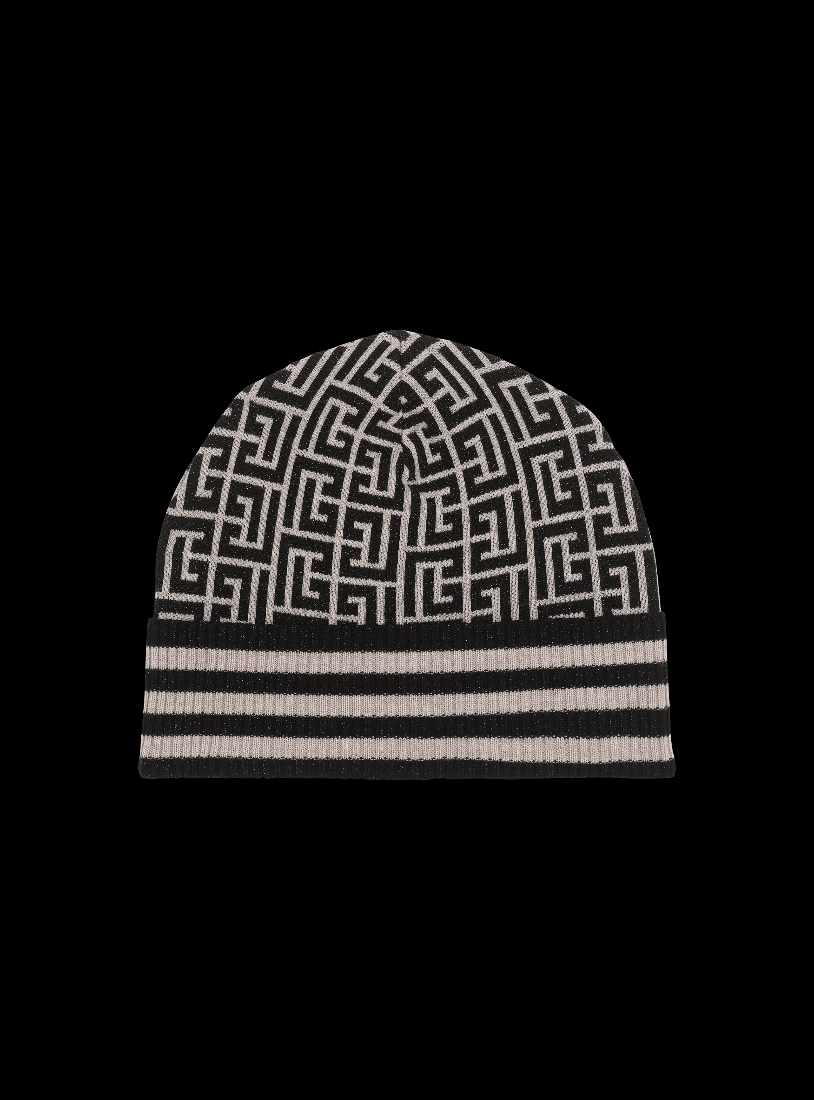 Balmain Cappelli-Monogrammed Knit Beanie black