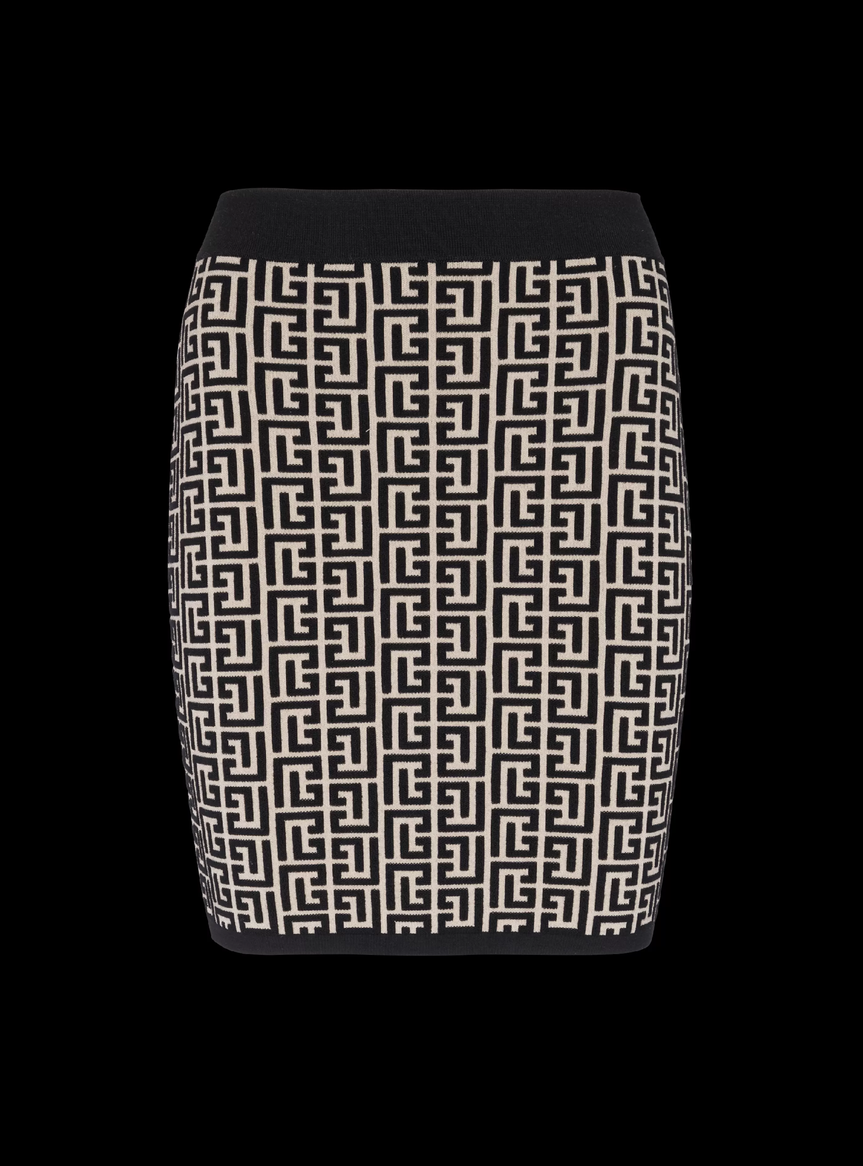 Balmain Gonne | Maglieria-Monogrammed Knit Skirt black