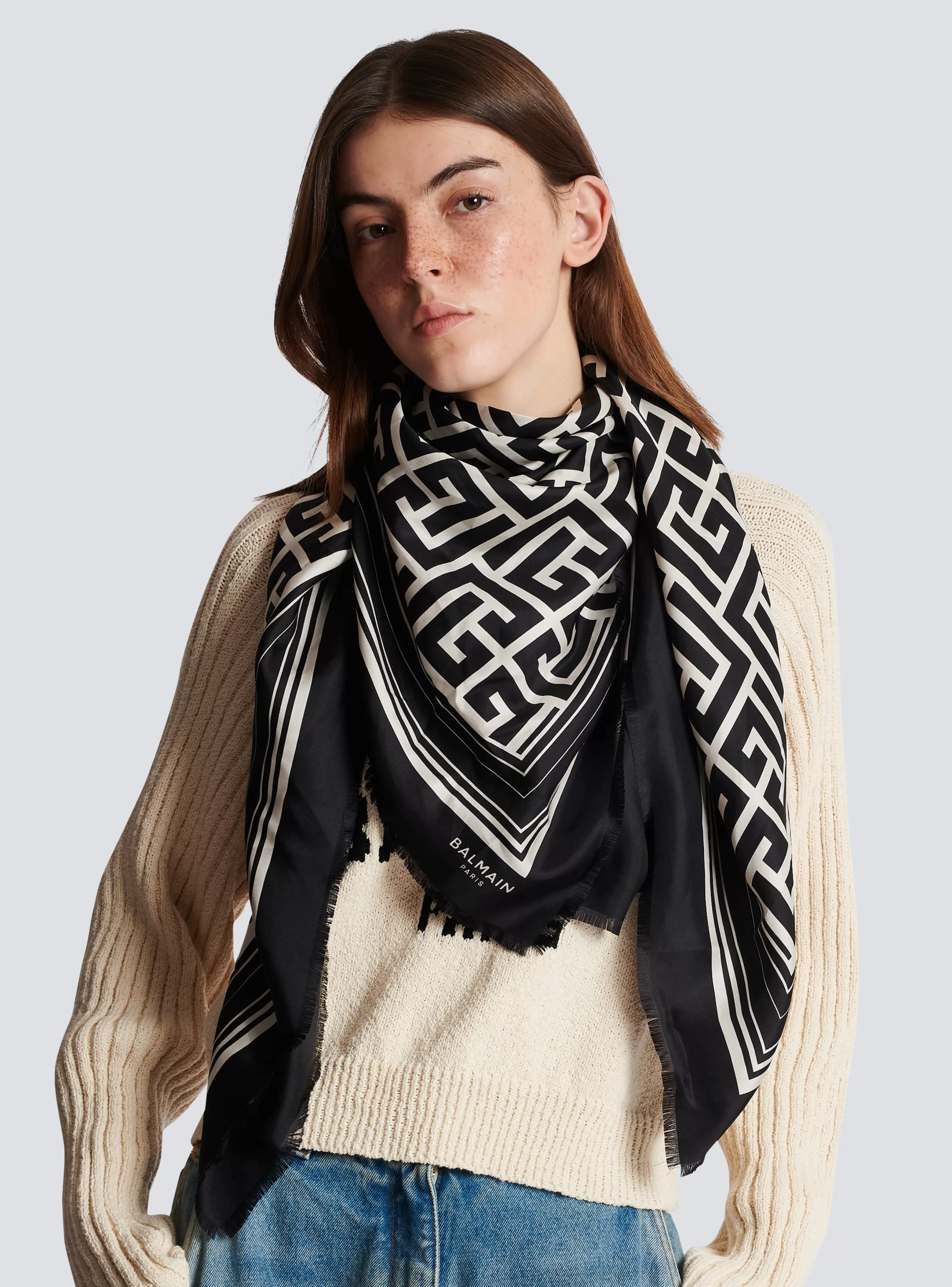 Balmain Sciarpe-Monogrammed Scarf black