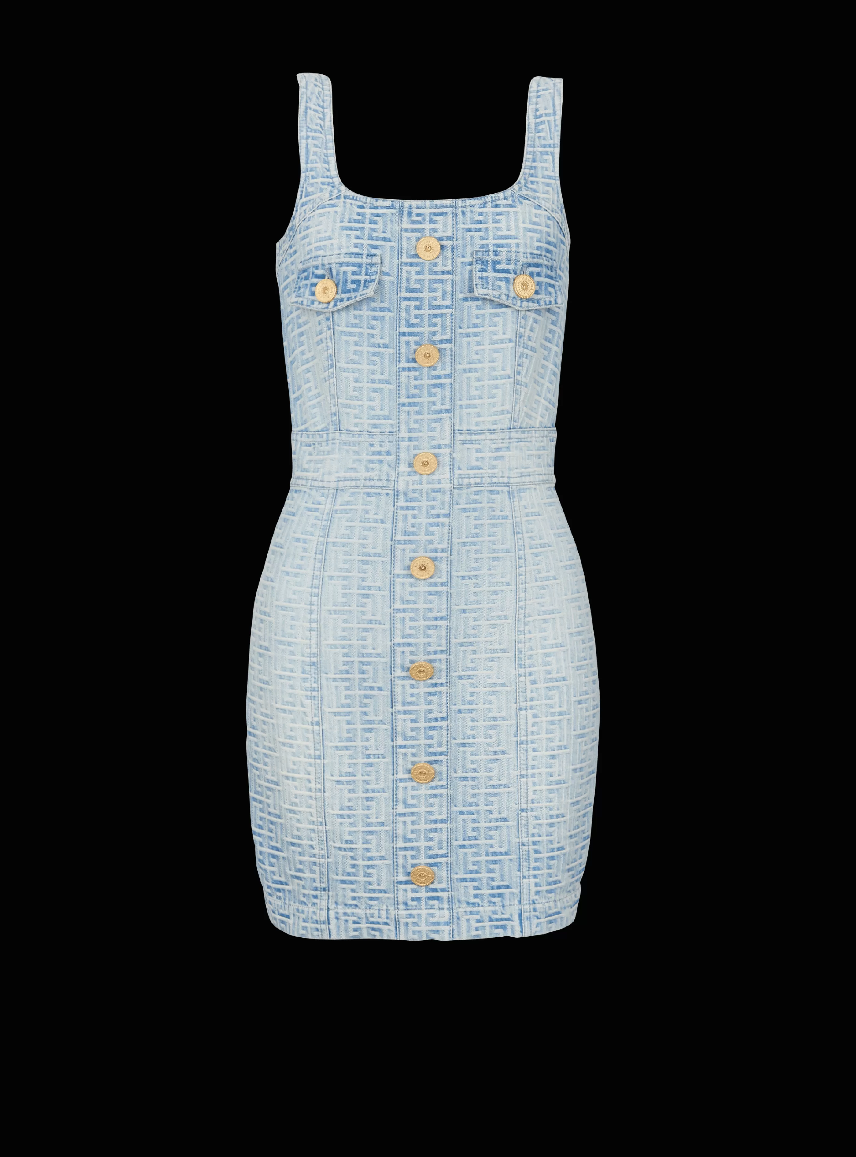 Balmain Denim | Abiti-Monogrammed Short Denim Dress blue