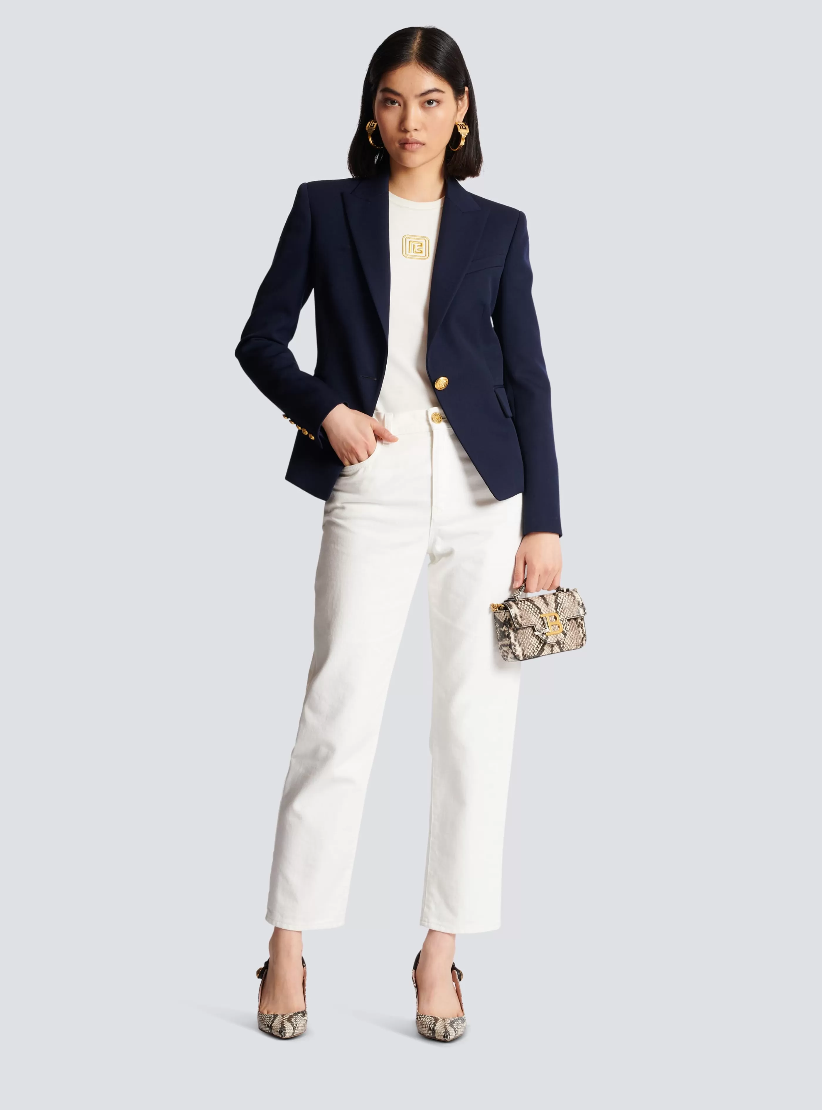 Balmain Giacche E Blazer-One-button Wool Blazer navy