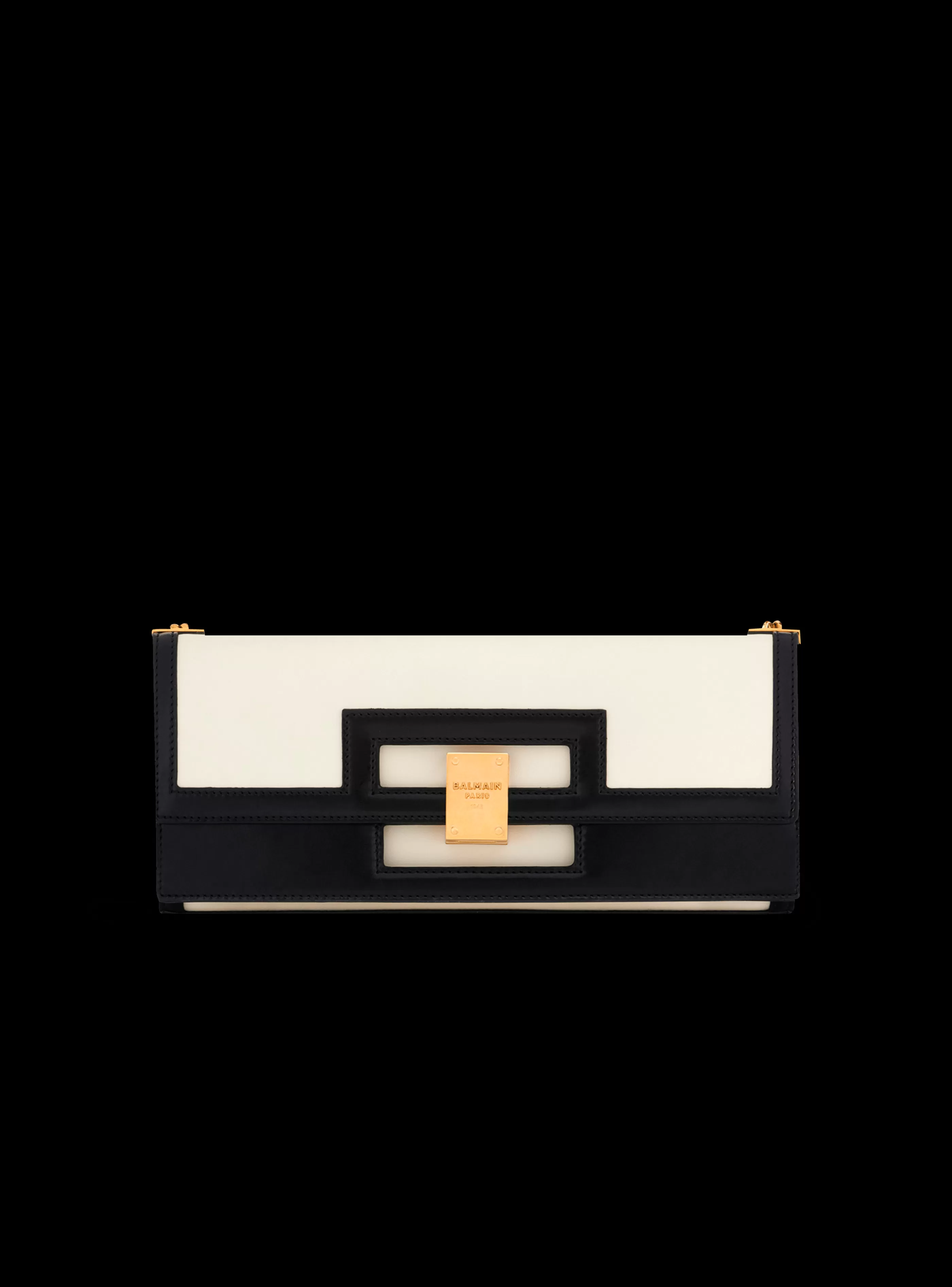 Balmain Borse Mini | Borse A Tracolla-Oversized Black And Leather 1945 Heritage Clutch Bag white