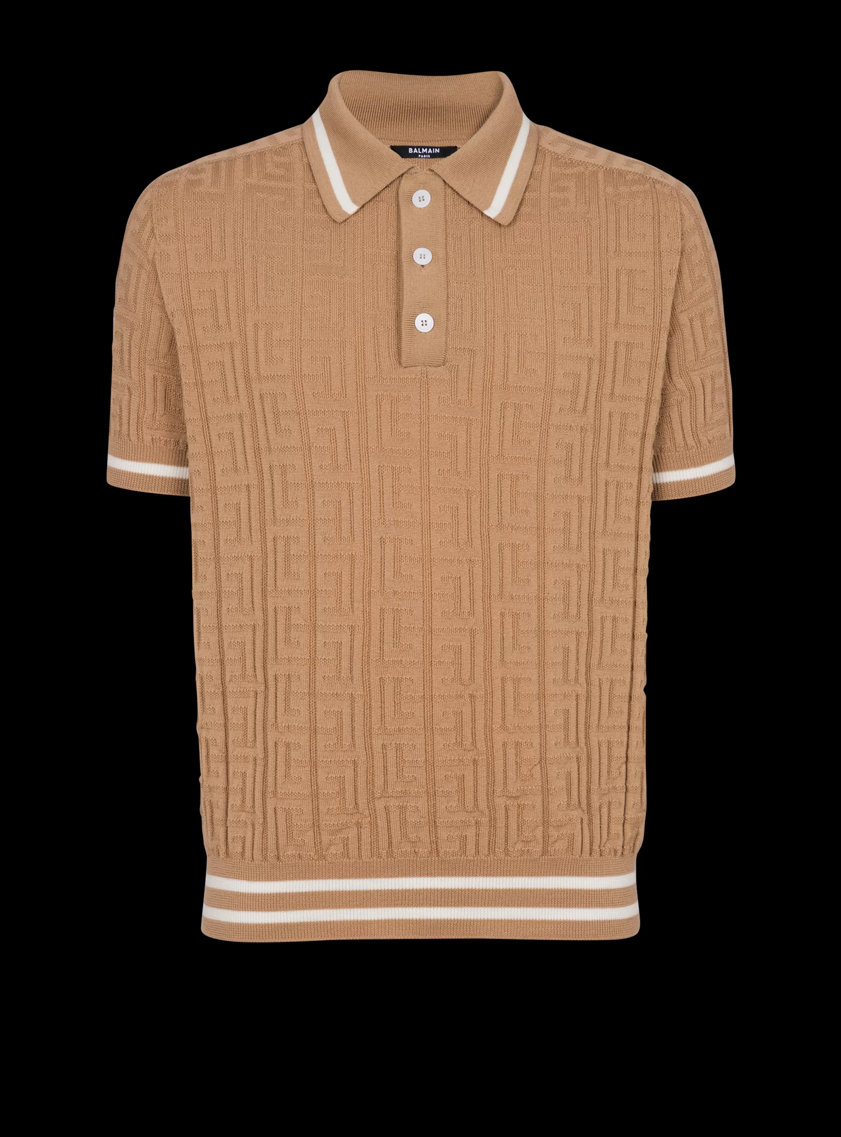 Balmain Maglieria | Camicie E Polo-PB Labyrinth Wool Polo Shirt beige