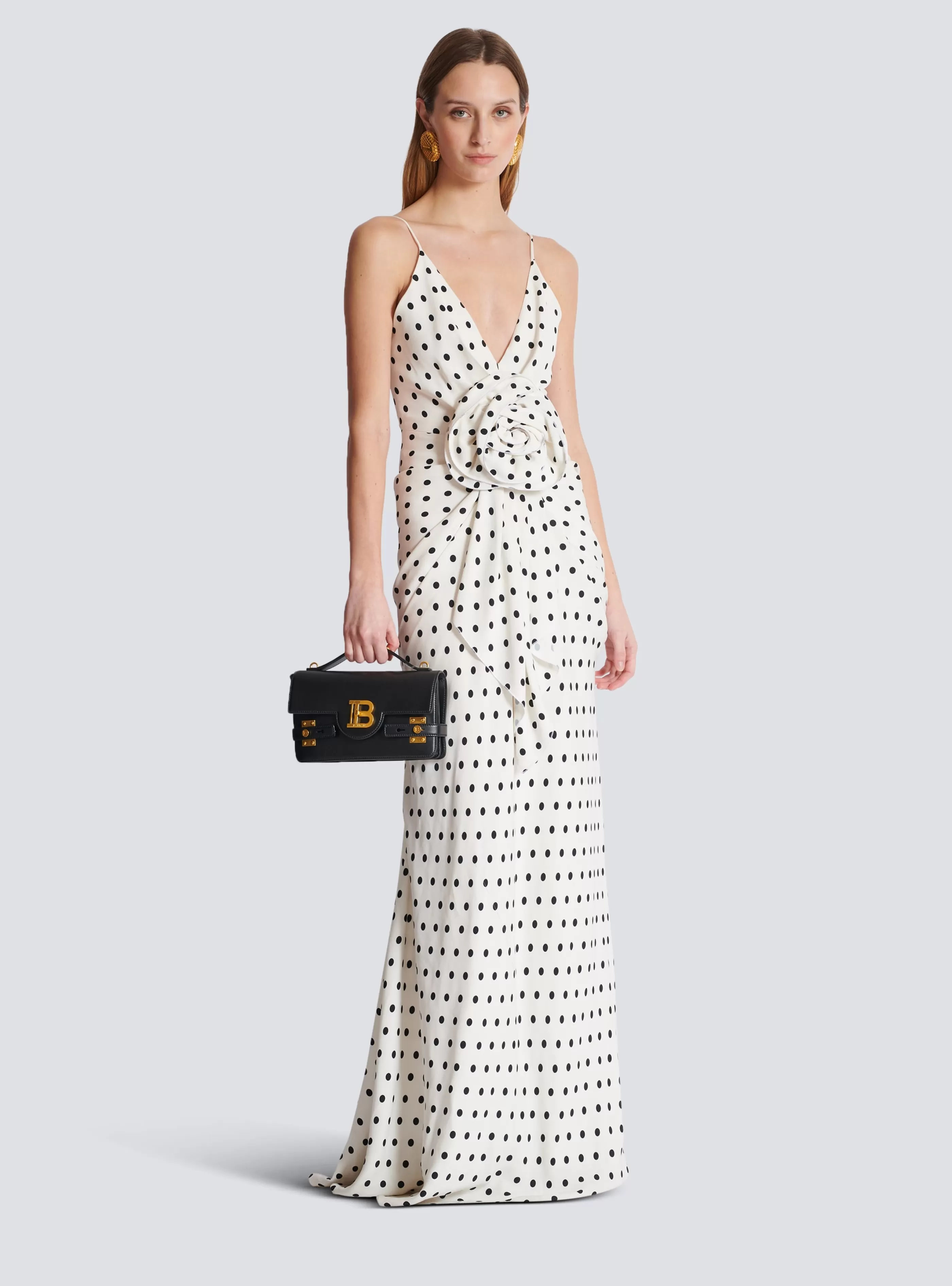 Balmain Abiti-Polka Dots Printed Maxi Dress white