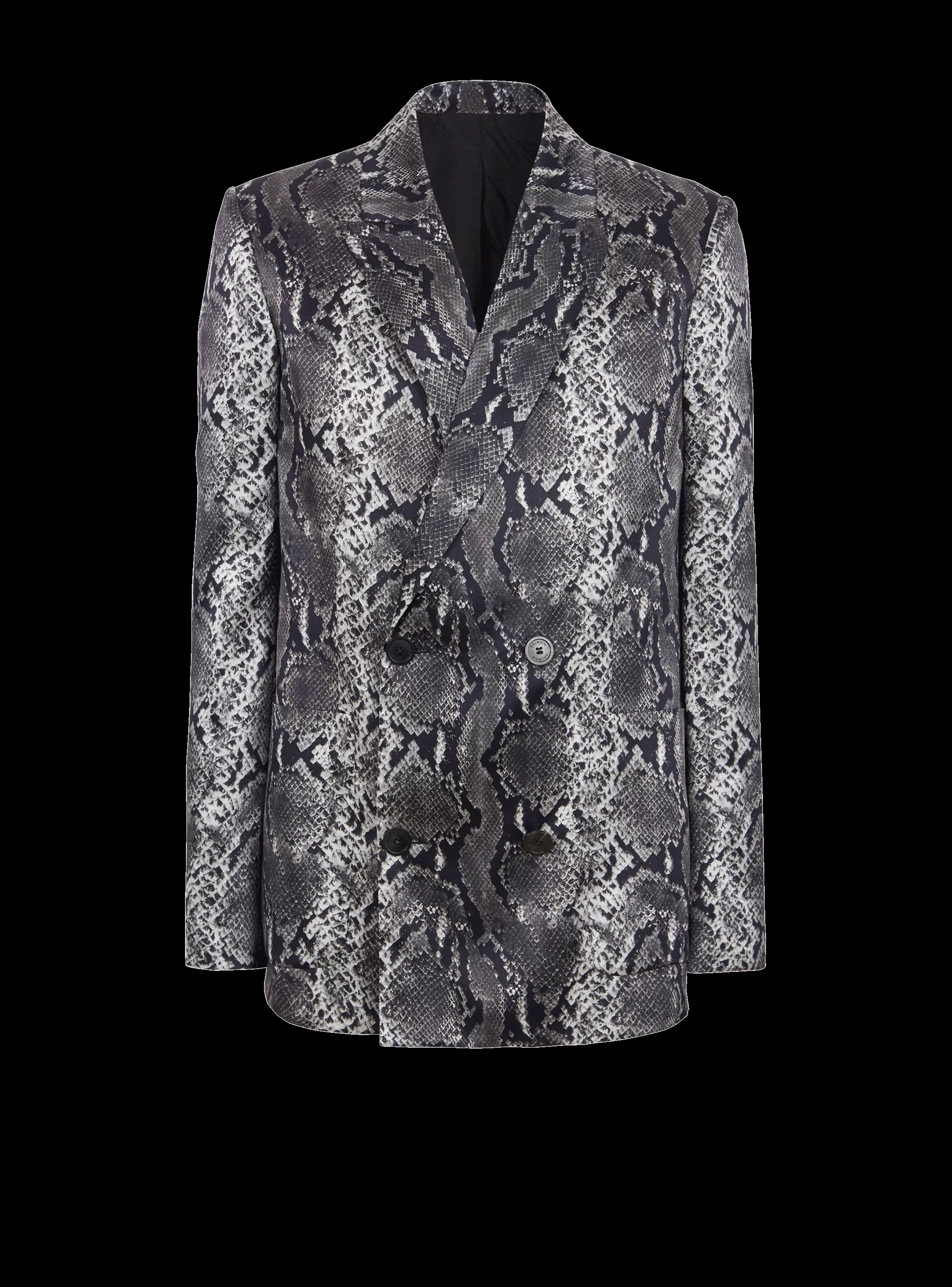 Balmain Giacche E Blazers-Printed Silk Blazer grey