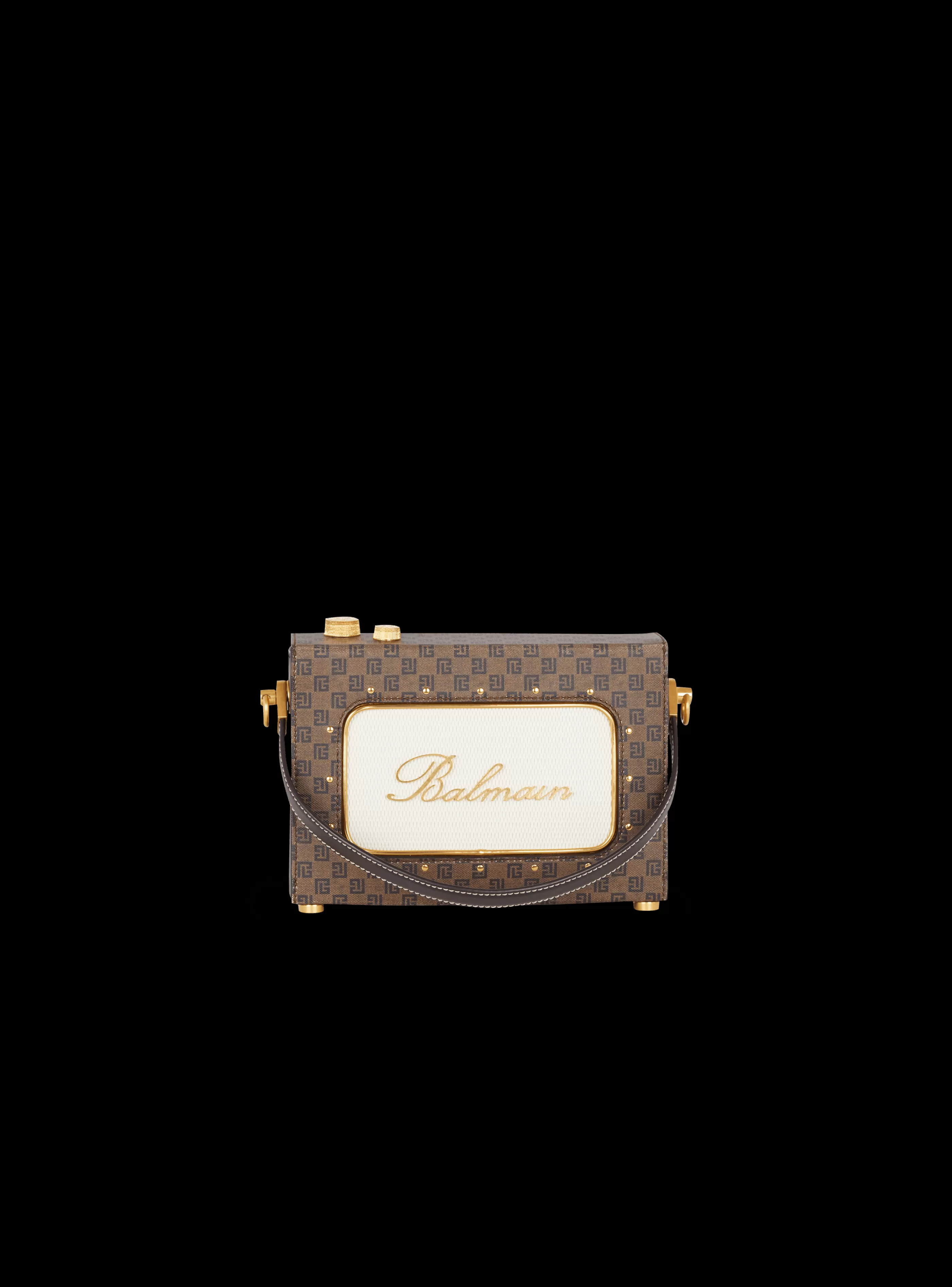 Balmain Borse Mini | Borse A Spalla-Radio Monogram Signature Bag brown