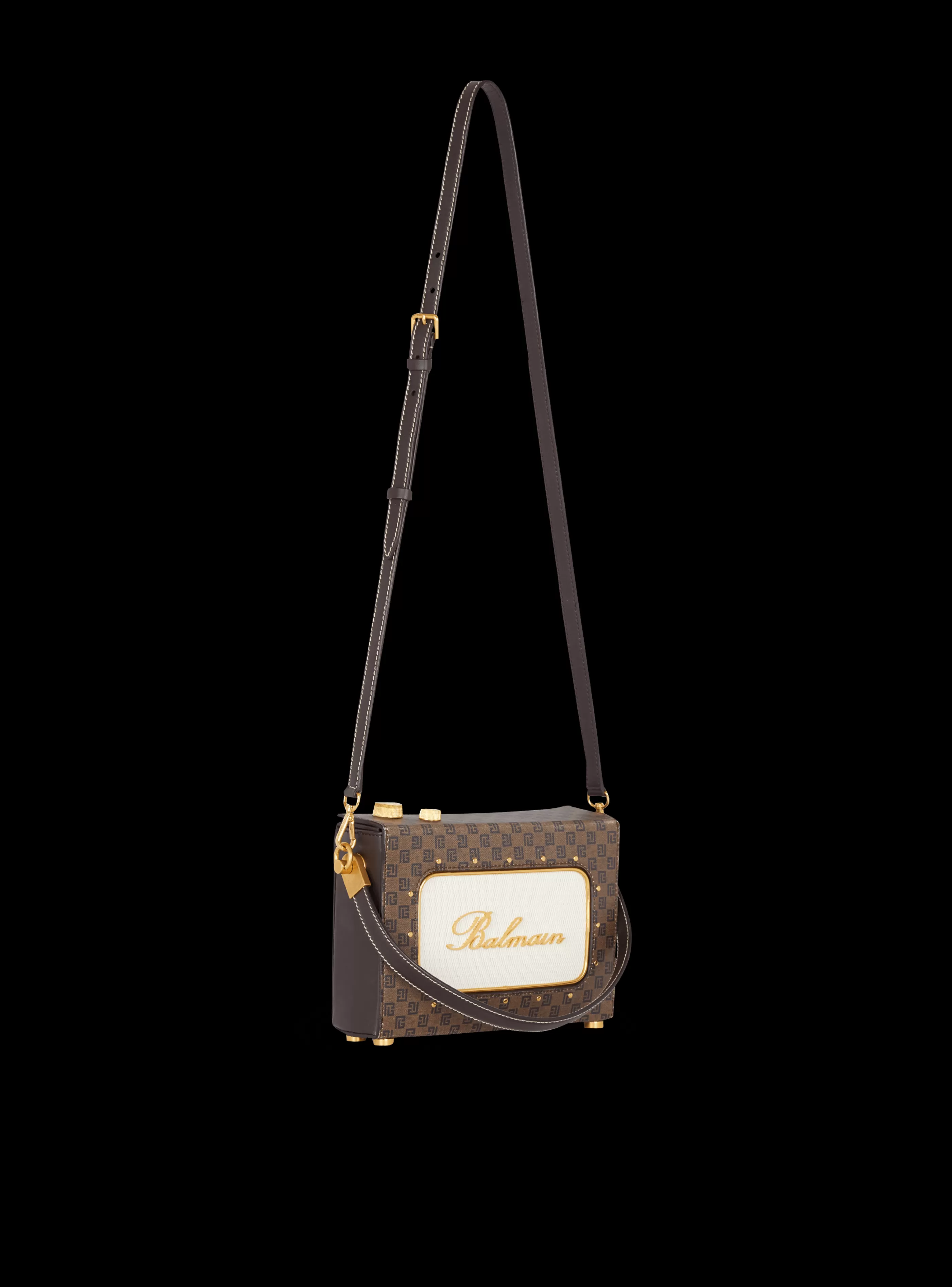 Balmain Borse Mini | Borse A Spalla-Radio Monogram Signature Bag brown