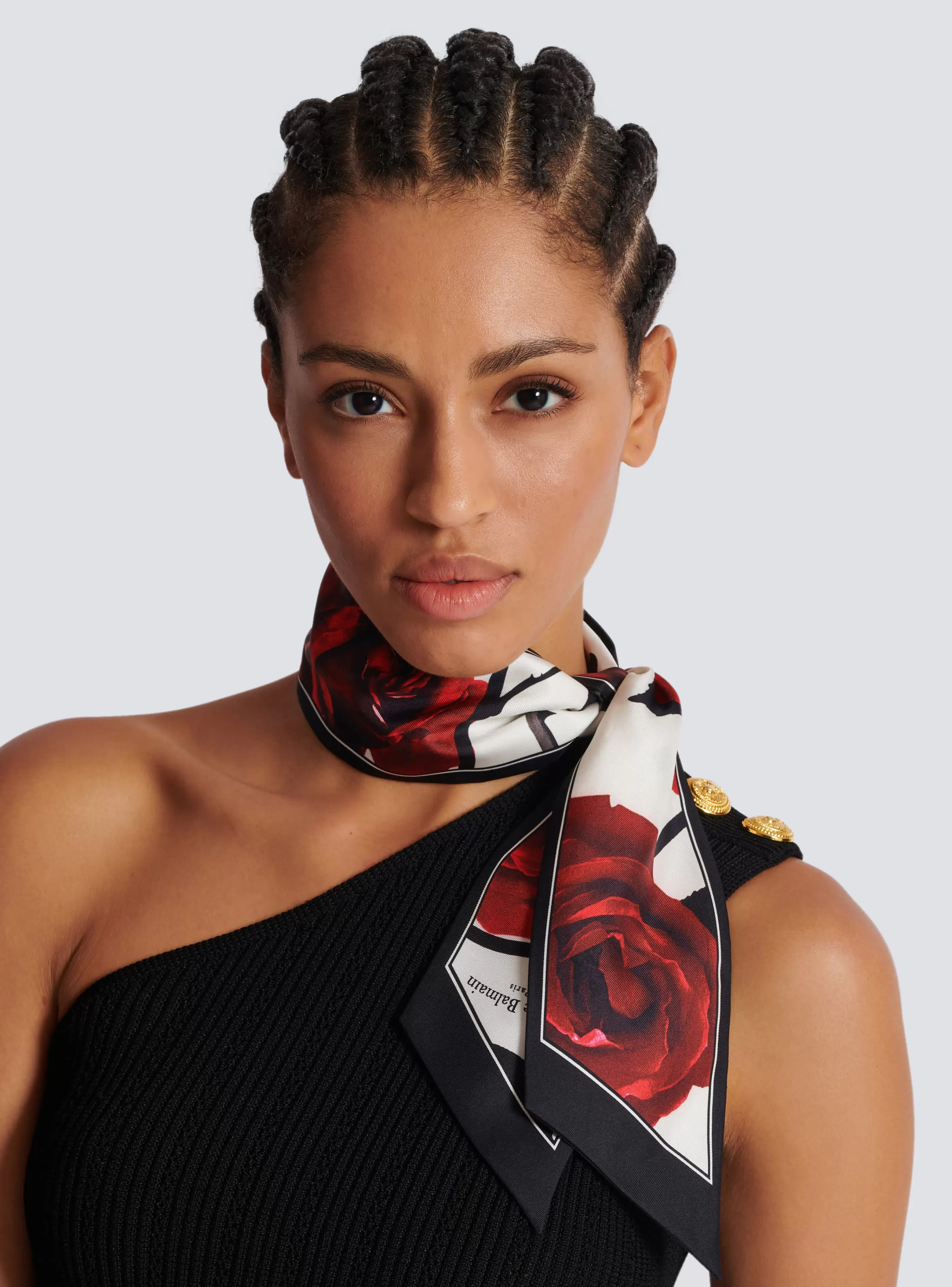 Balmain Sciarpe- Roses And Polka Dots Printed Bandana red