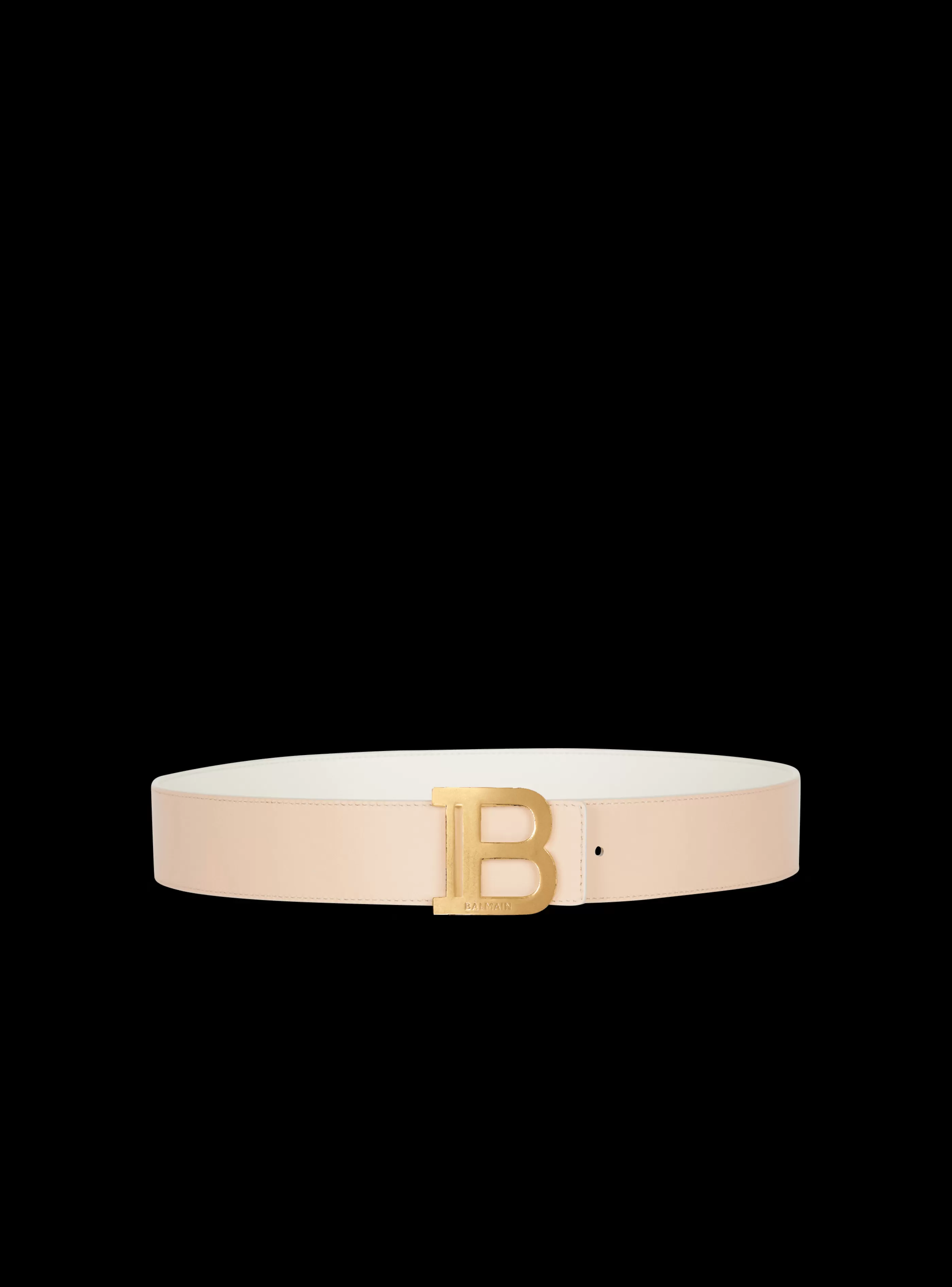 Balmain Cinture-Reversible Leather B-Belt beige