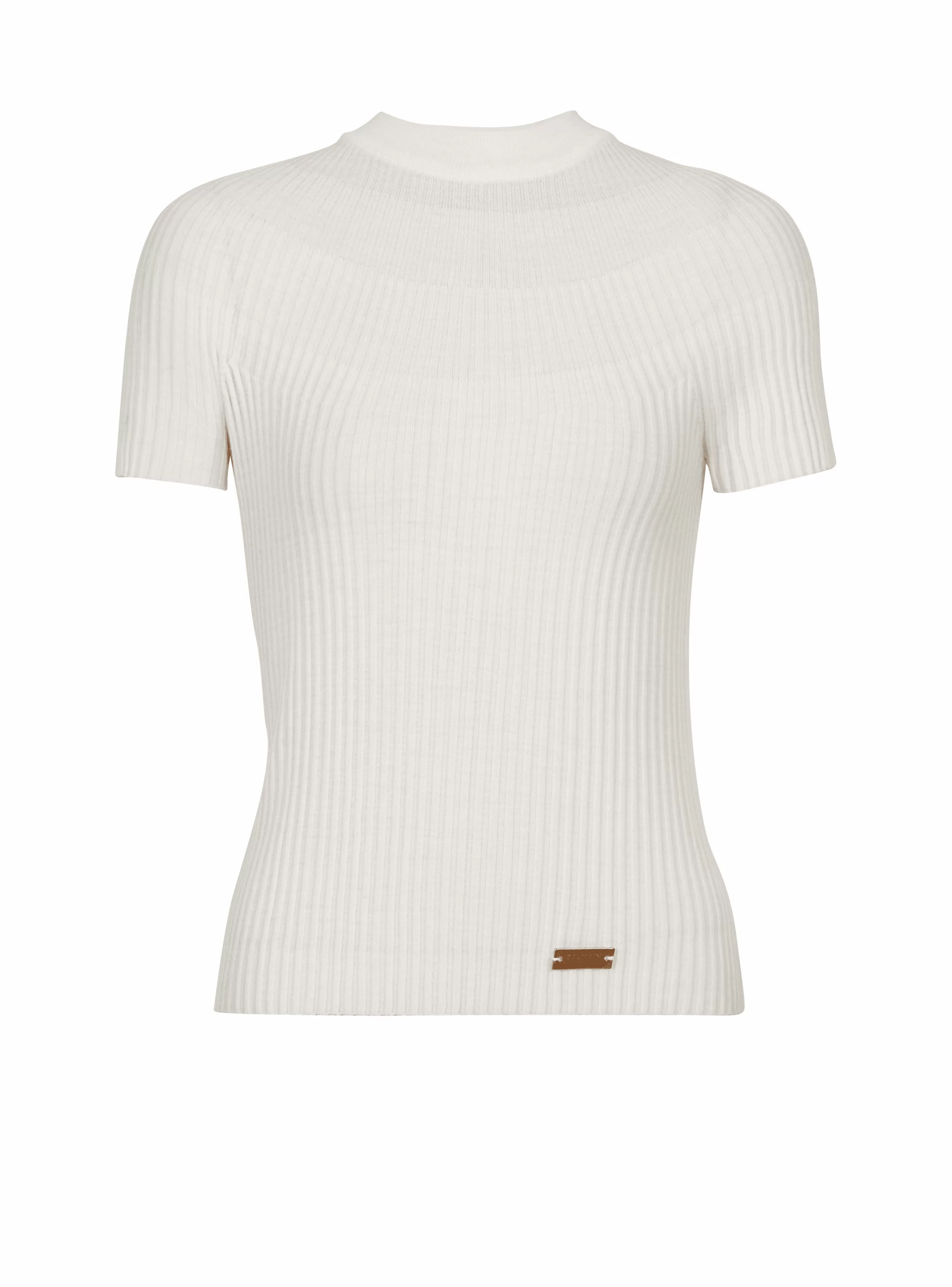 Balmain Top E Camicie-Ribbed Knit Top beige