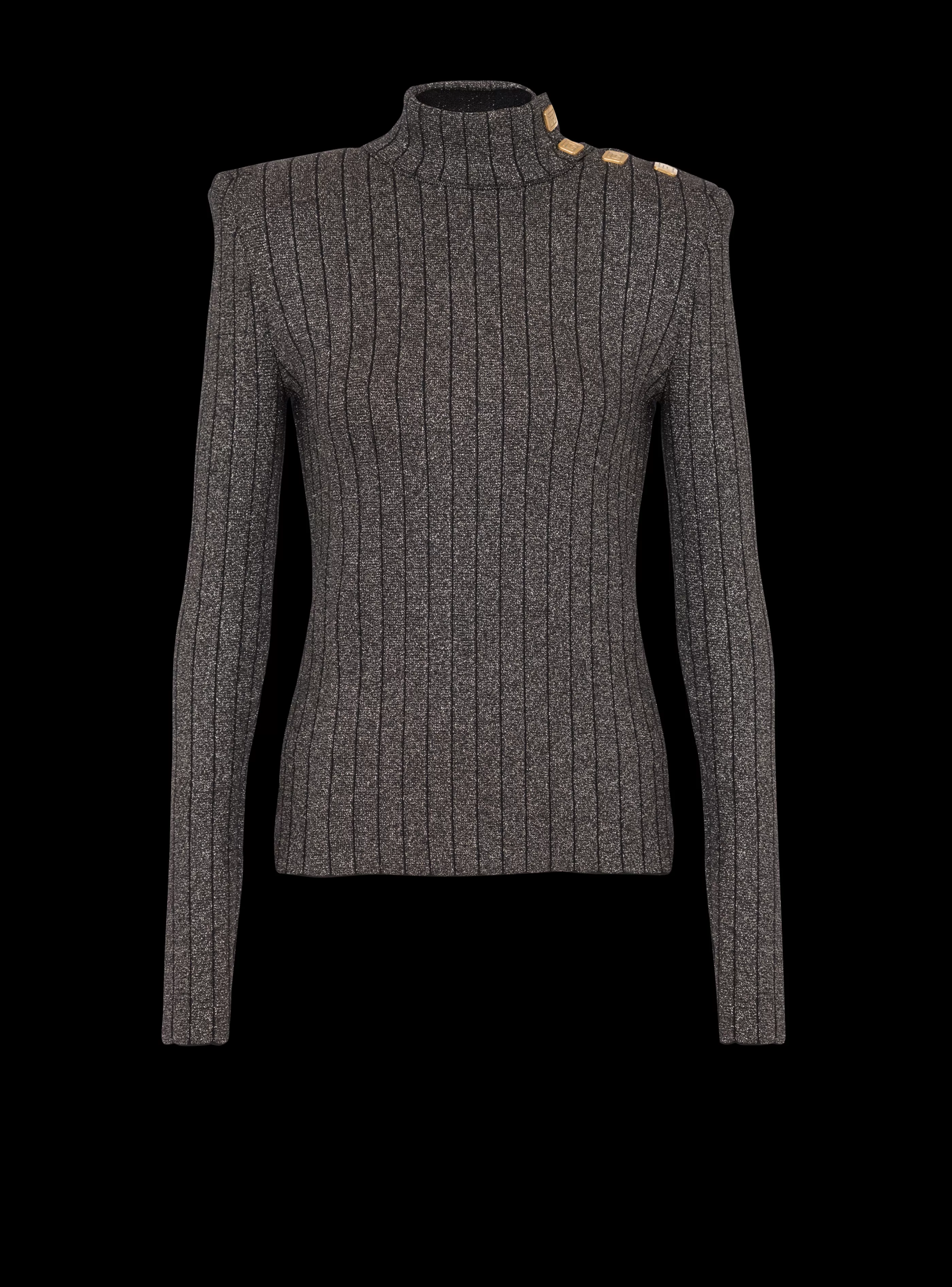 Balmain Maglieria-Ribbed Lurex Knit Jumper gold