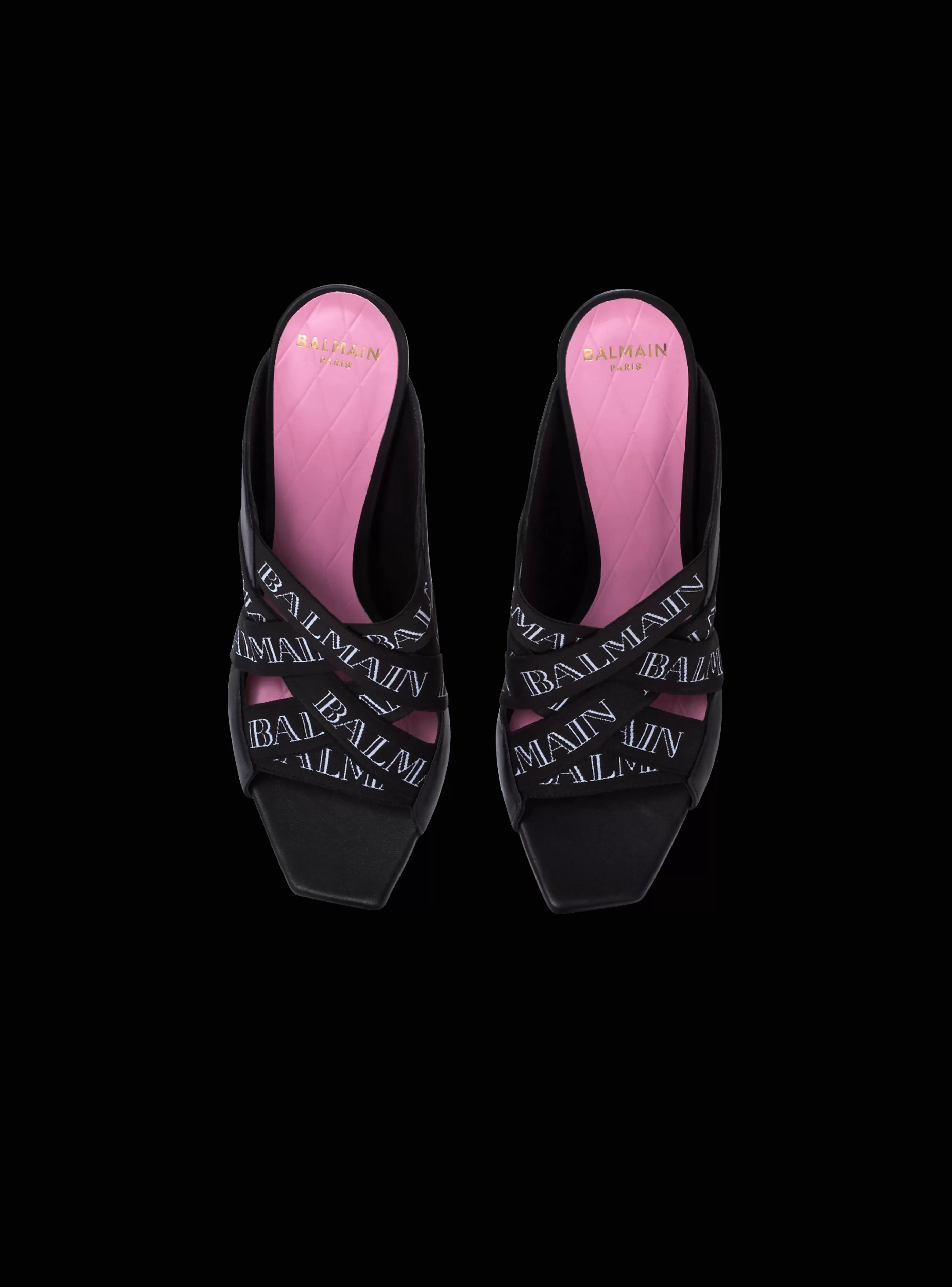 Balmain Scarpe Col Tacco Alto-Ruby Mules With Vintage Straps black