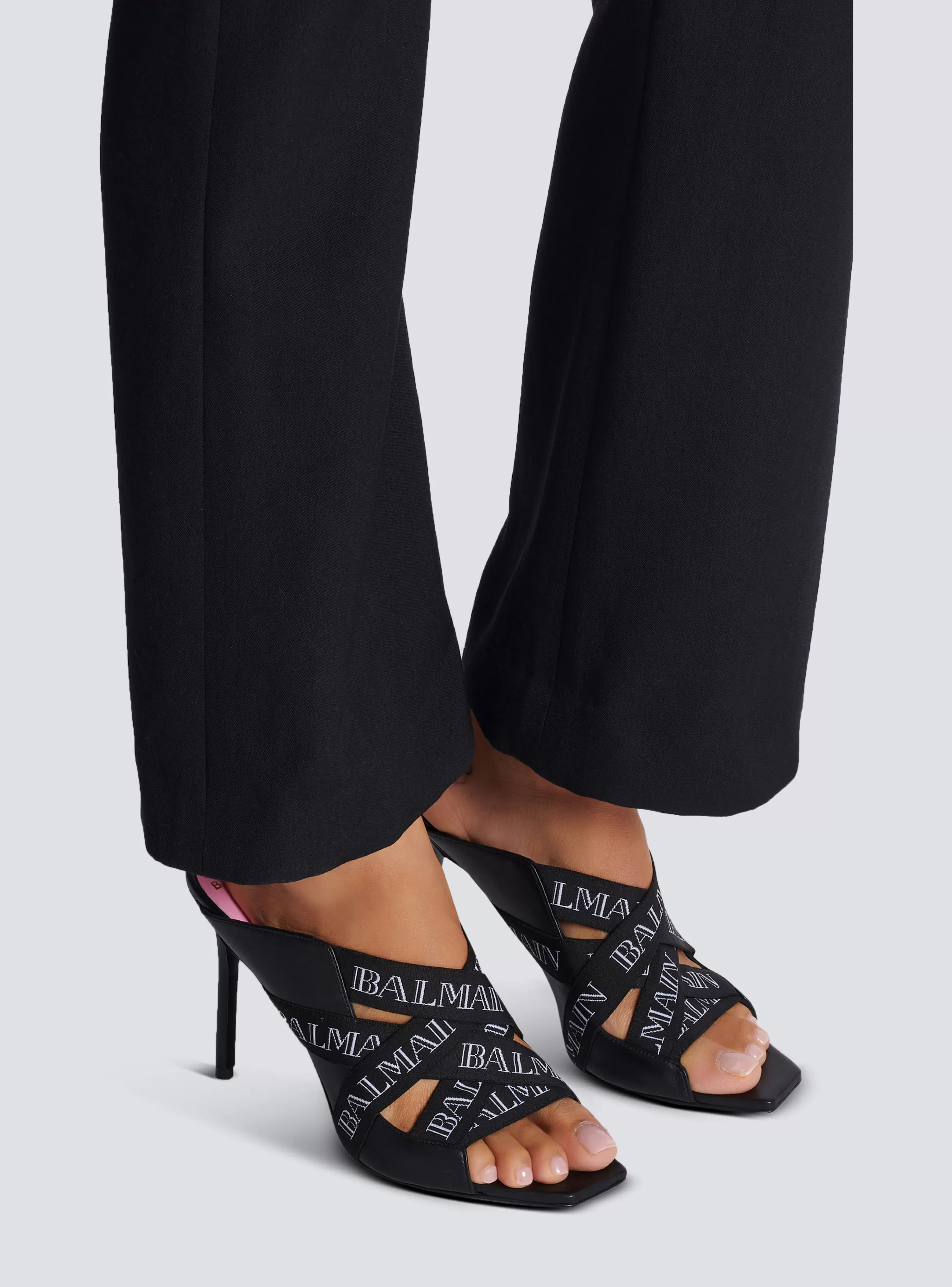 Balmain Scarpe Col Tacco Alto-Ruby Mules With Vintage Straps black