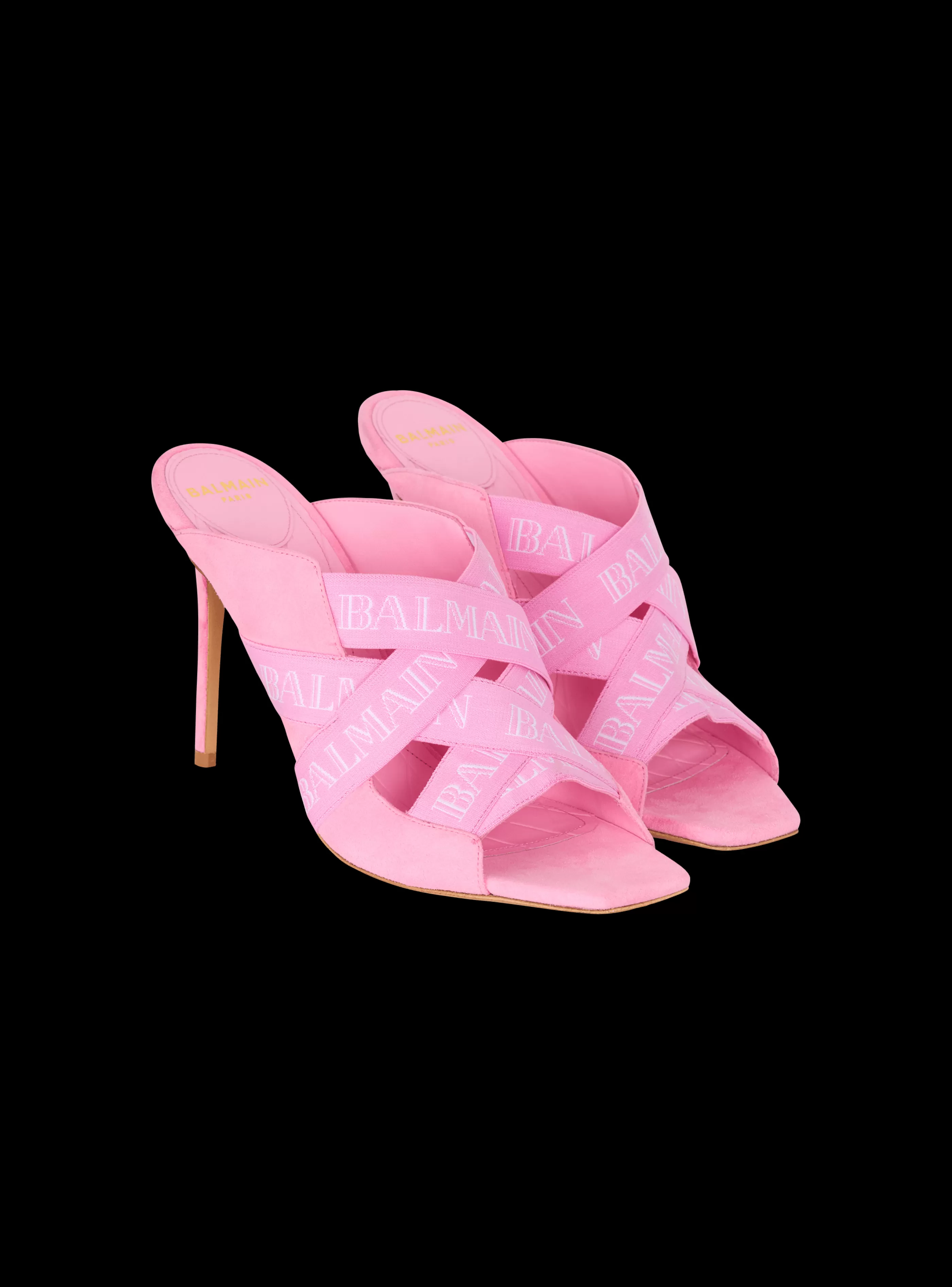 Balmain Scarpe Col Tacco Alto-Ruby Mules With Vintage Straps pink