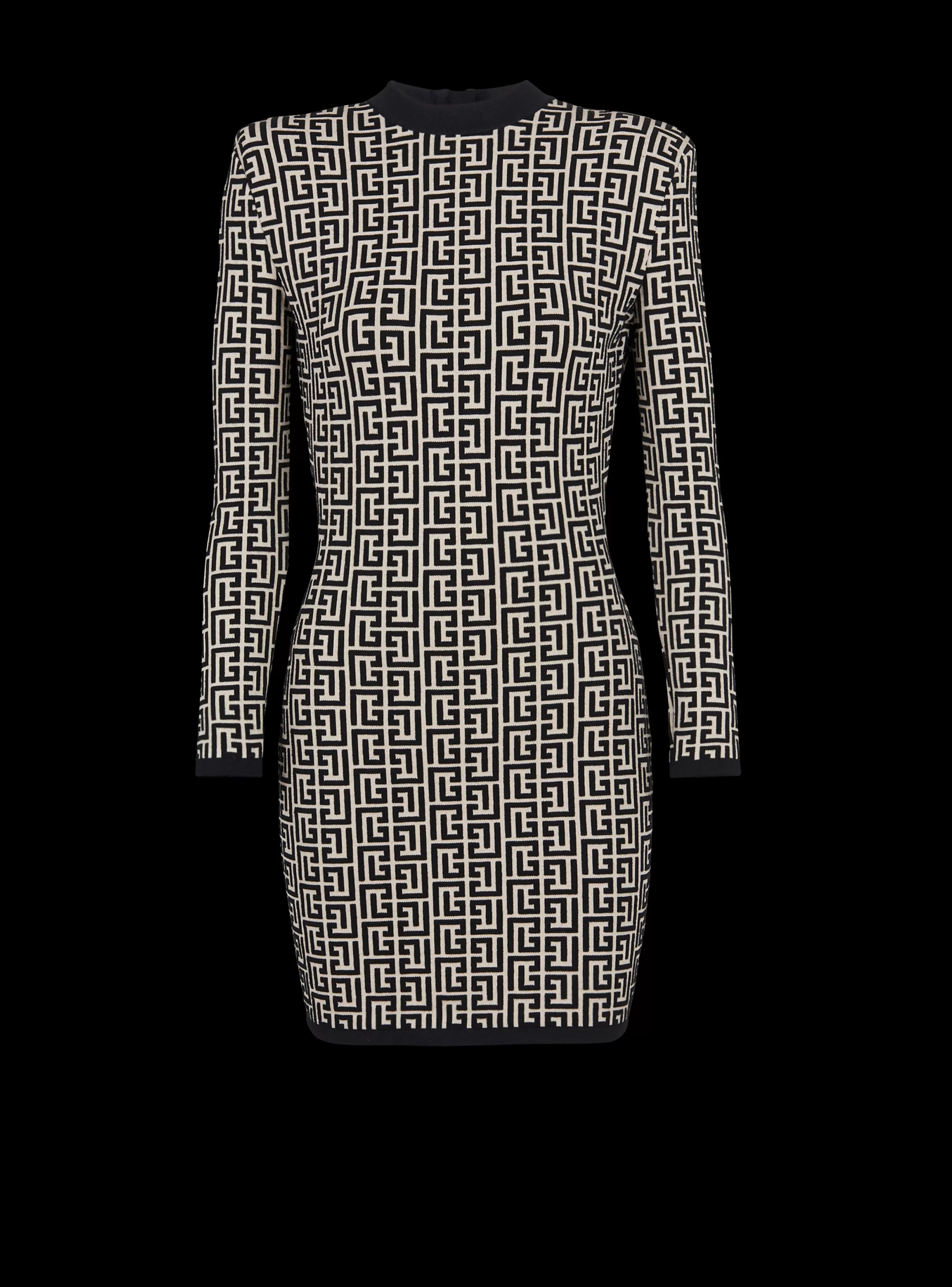 Balmain Maglieria | Abiti-Short Bicolor Jacquard Dress With Monogram black