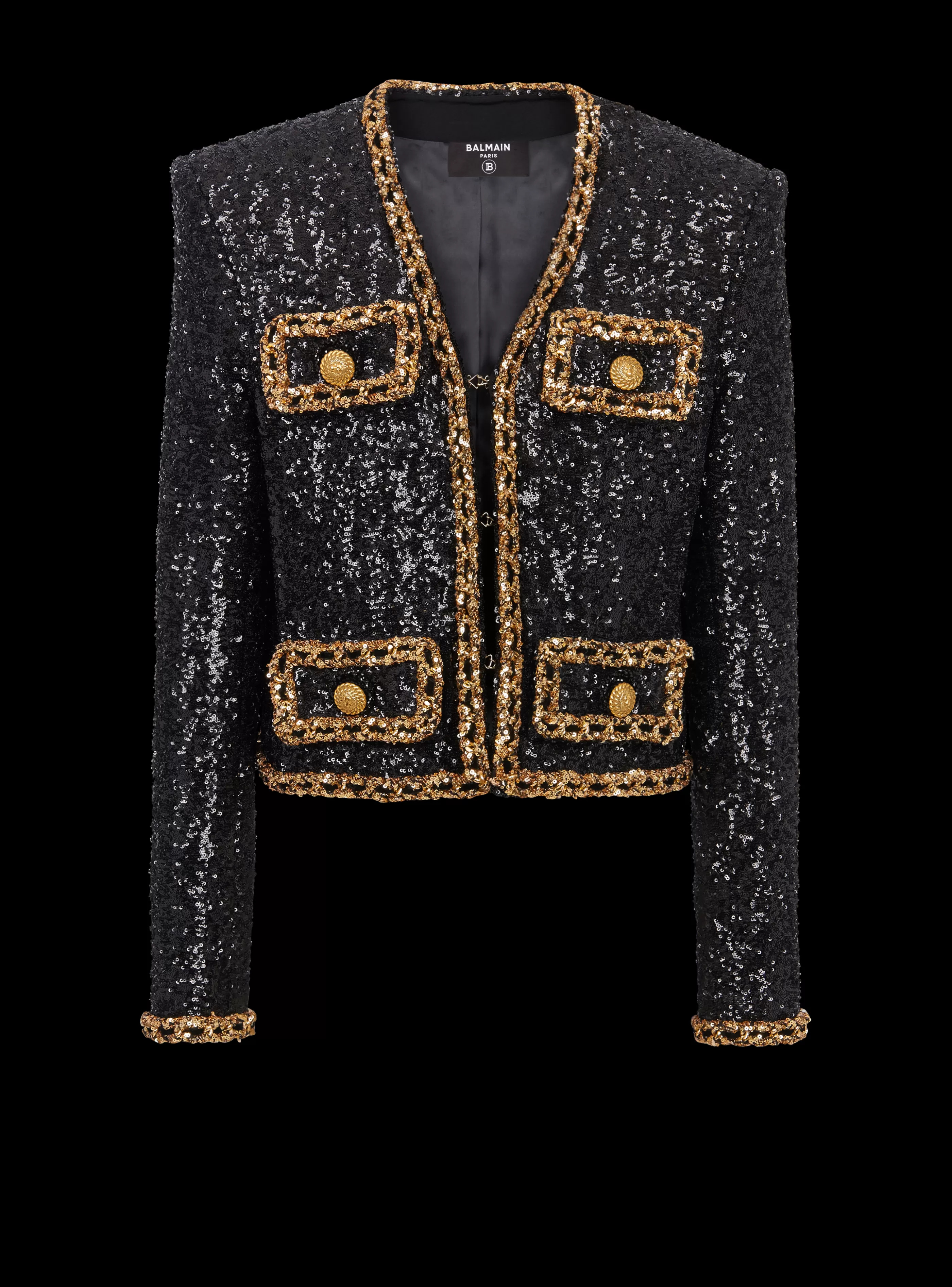 Balmain Giacche E Blazers | Giacche E Blazer-Short Sequin Jacket black