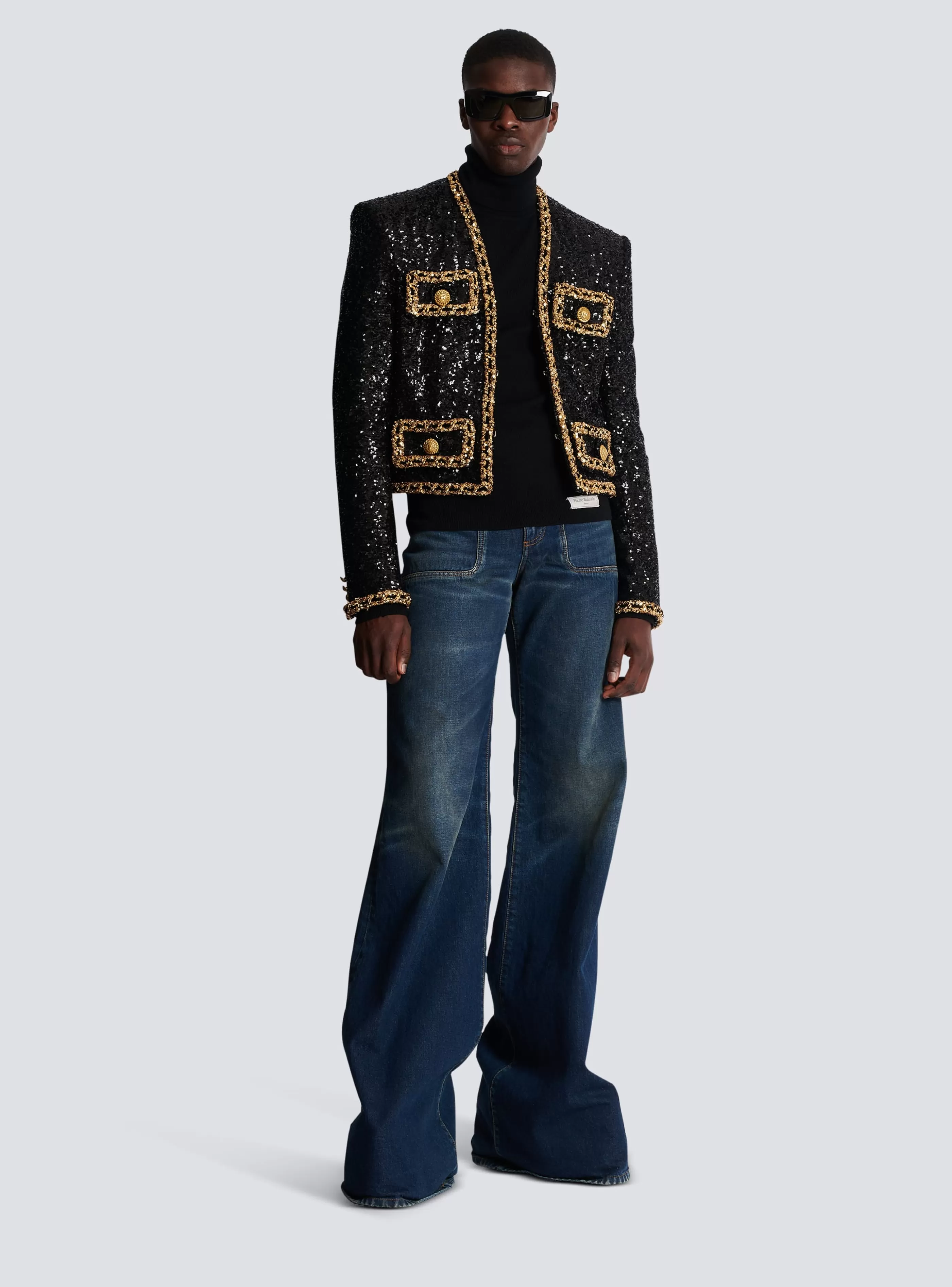 Balmain Giacche E Blazers | Giacche E Blazer-Short Sequin Jacket black