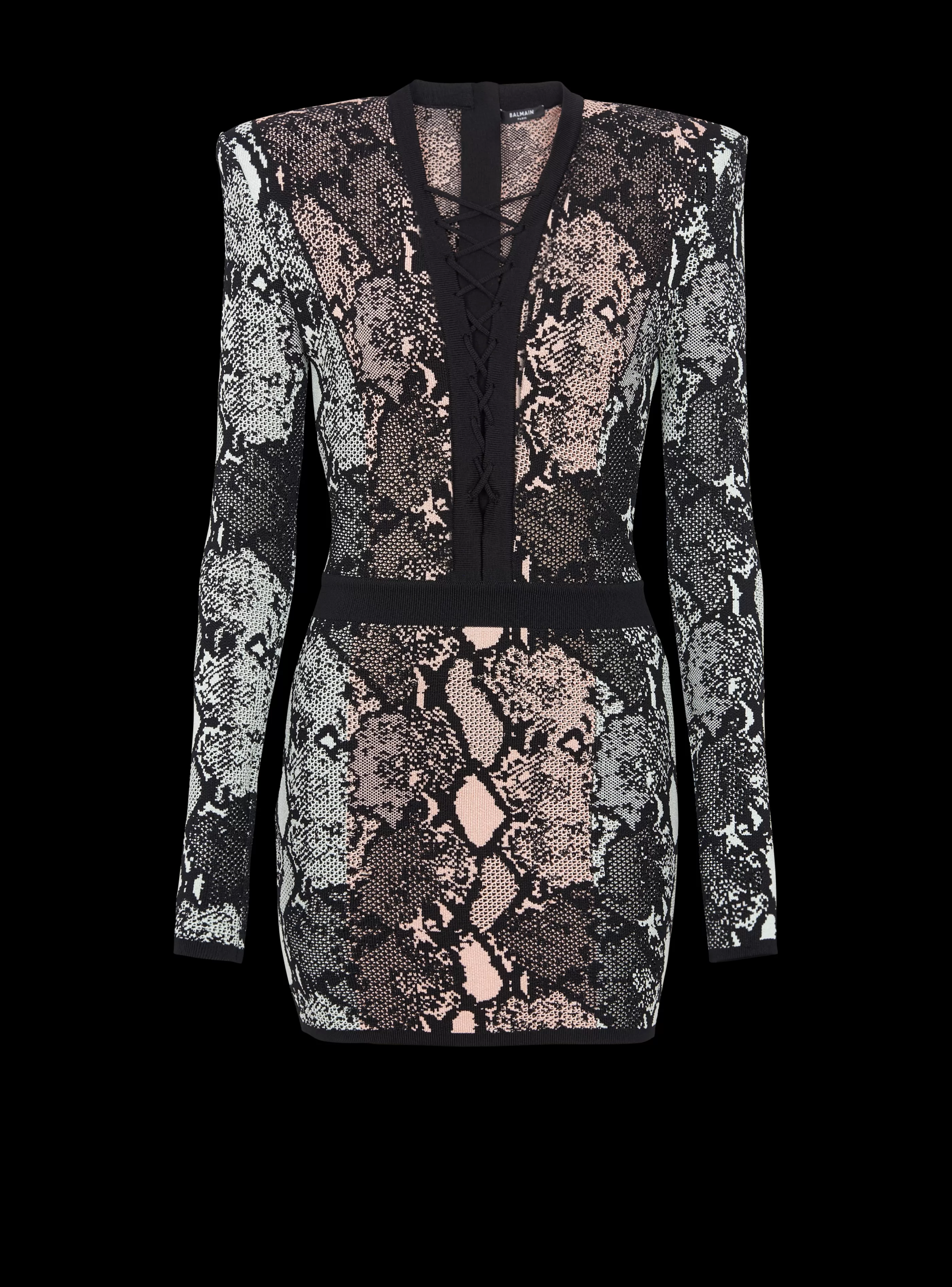 Balmain Abiti-Short Snakeskin Jacquard Dress multicolor