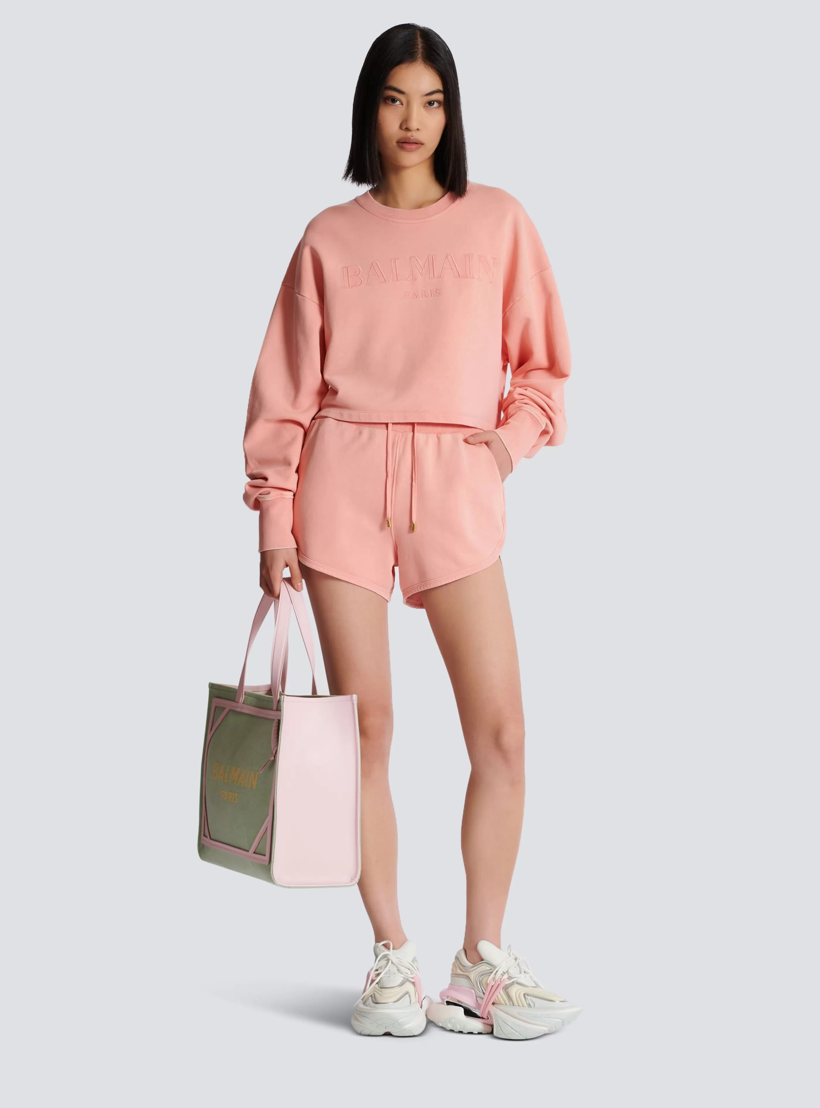 Balmain Pantaloni E Pantaloncini-Shorts With Vintage Embroidery pink