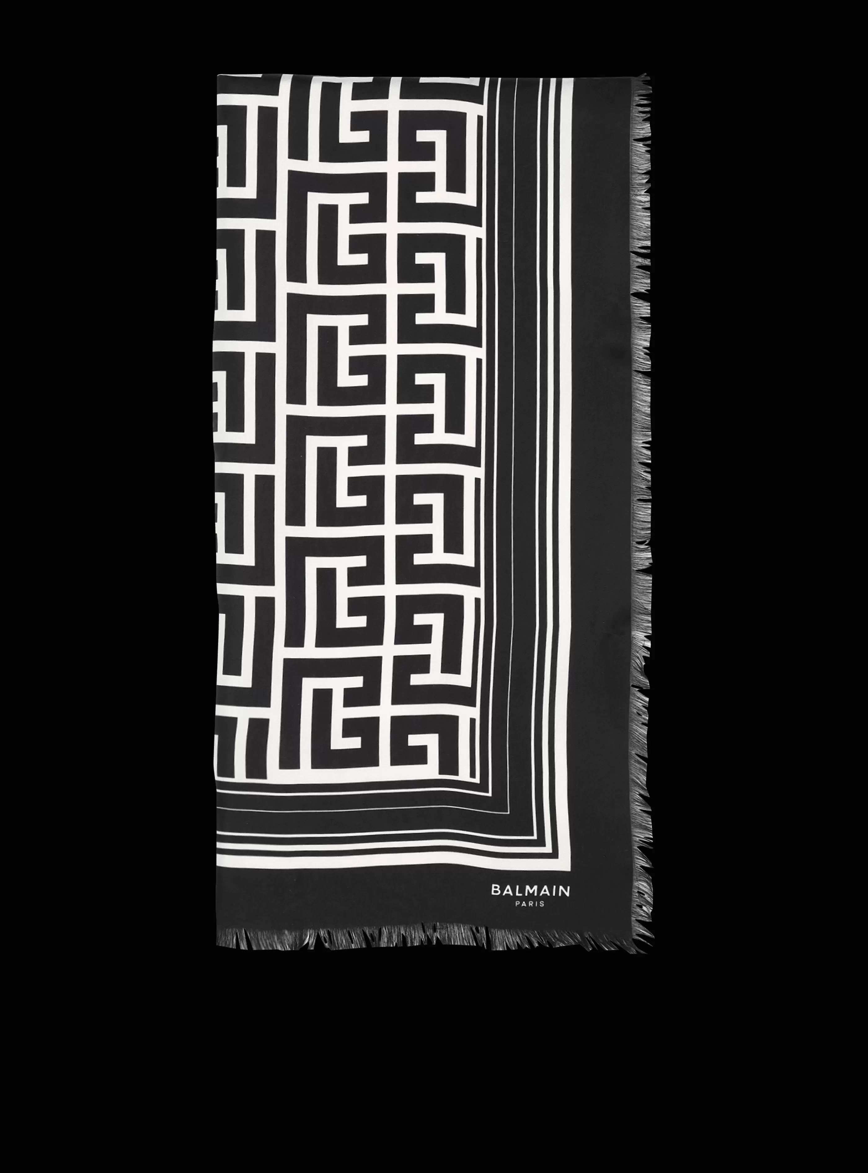 Balmain Sciarpe-Silk Monogrammed Scarf black