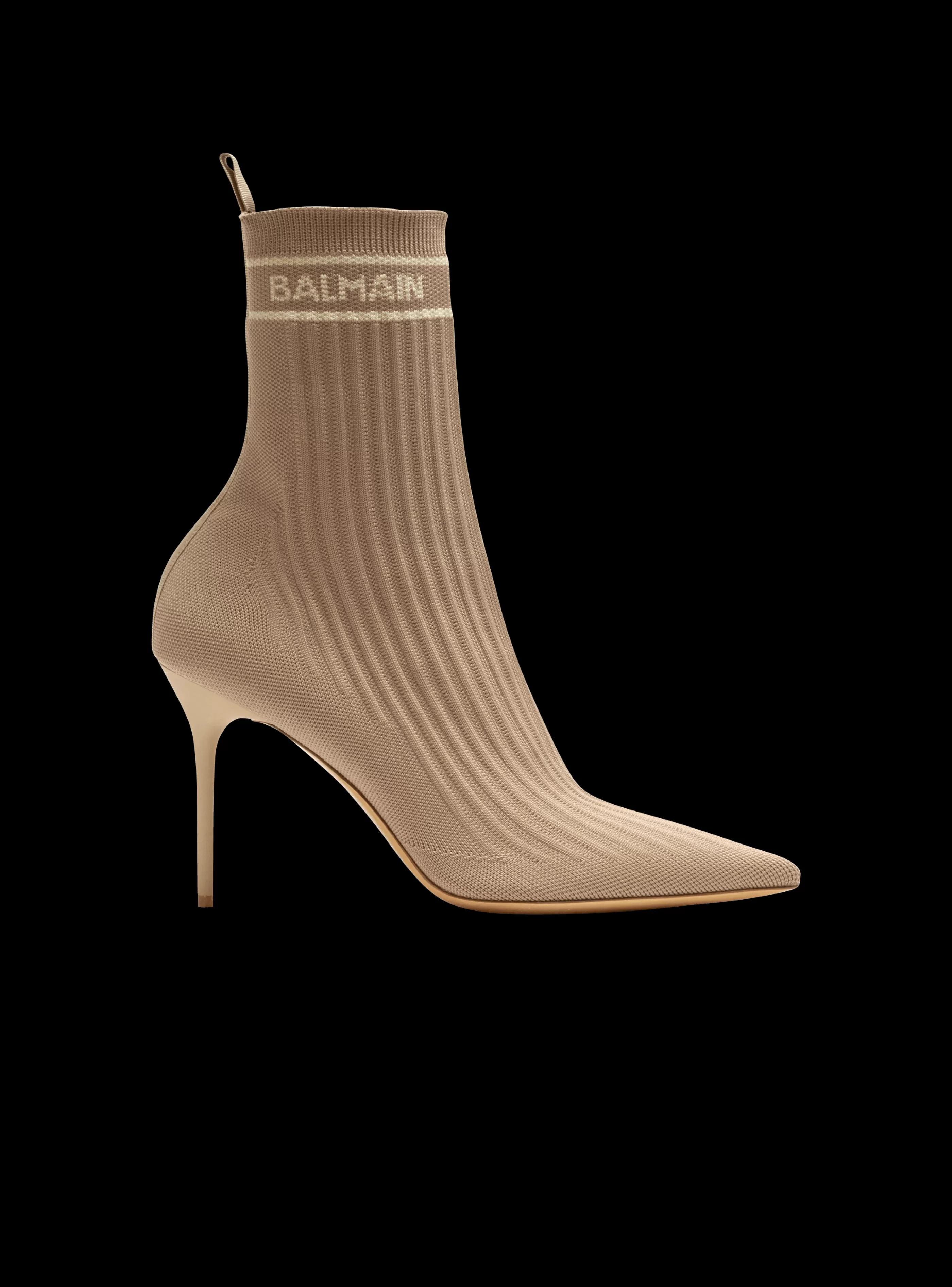 Balmain Stivali-Skye Stretch Knit Ankle Boots beige