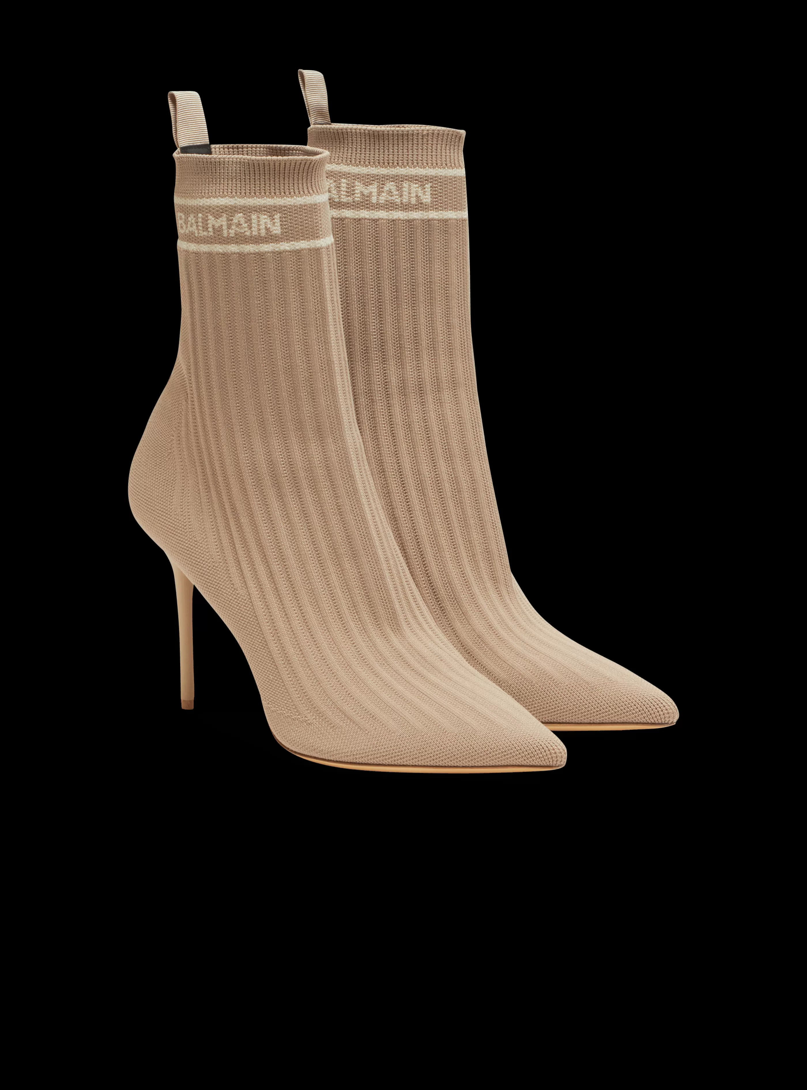 Balmain Stivali-Skye Stretch Knit Ankle Boots beige