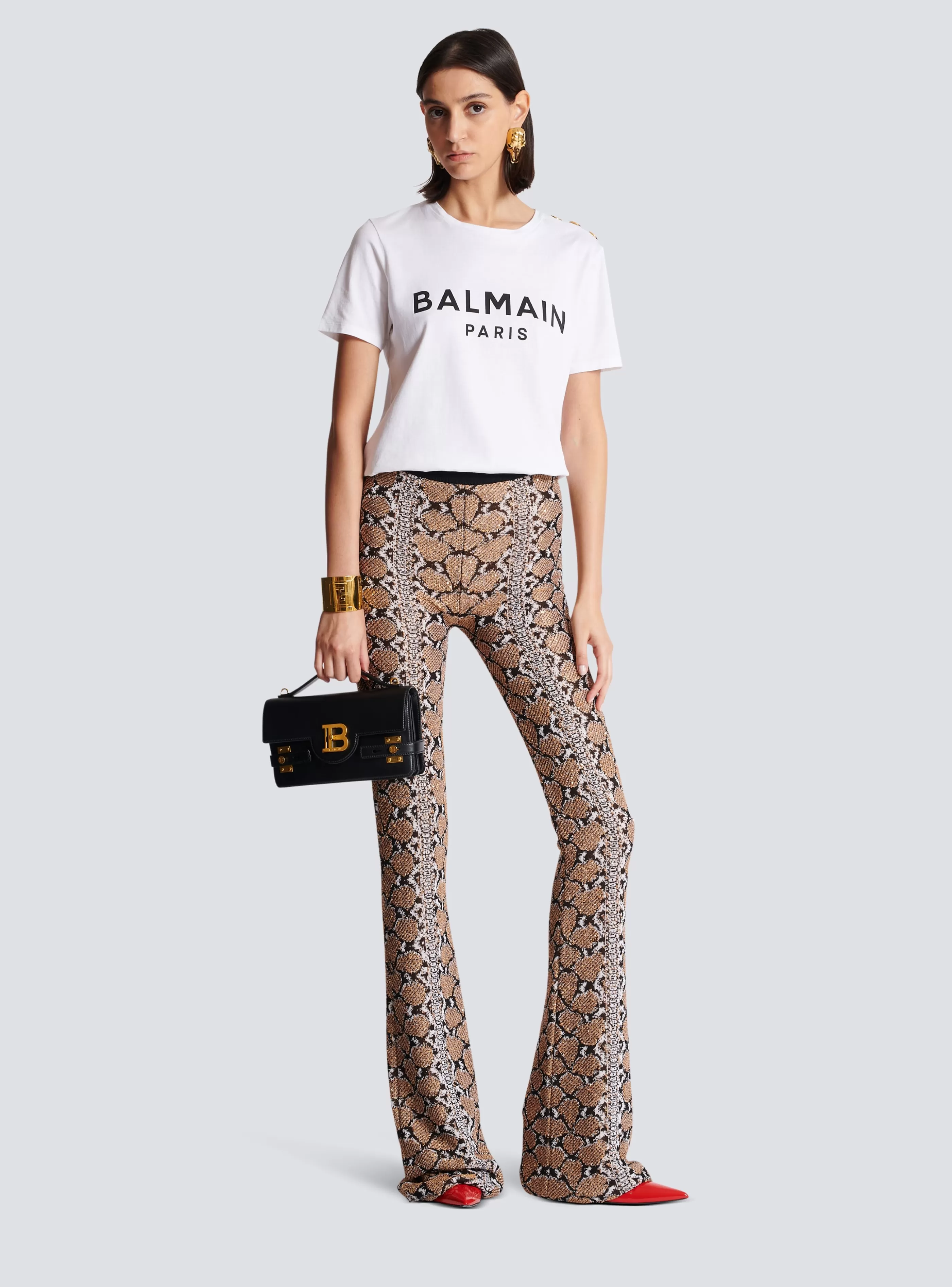 Balmain Pantaloni E Pantaloncini | Maglieria-Snakeskin Knit Trousers brown