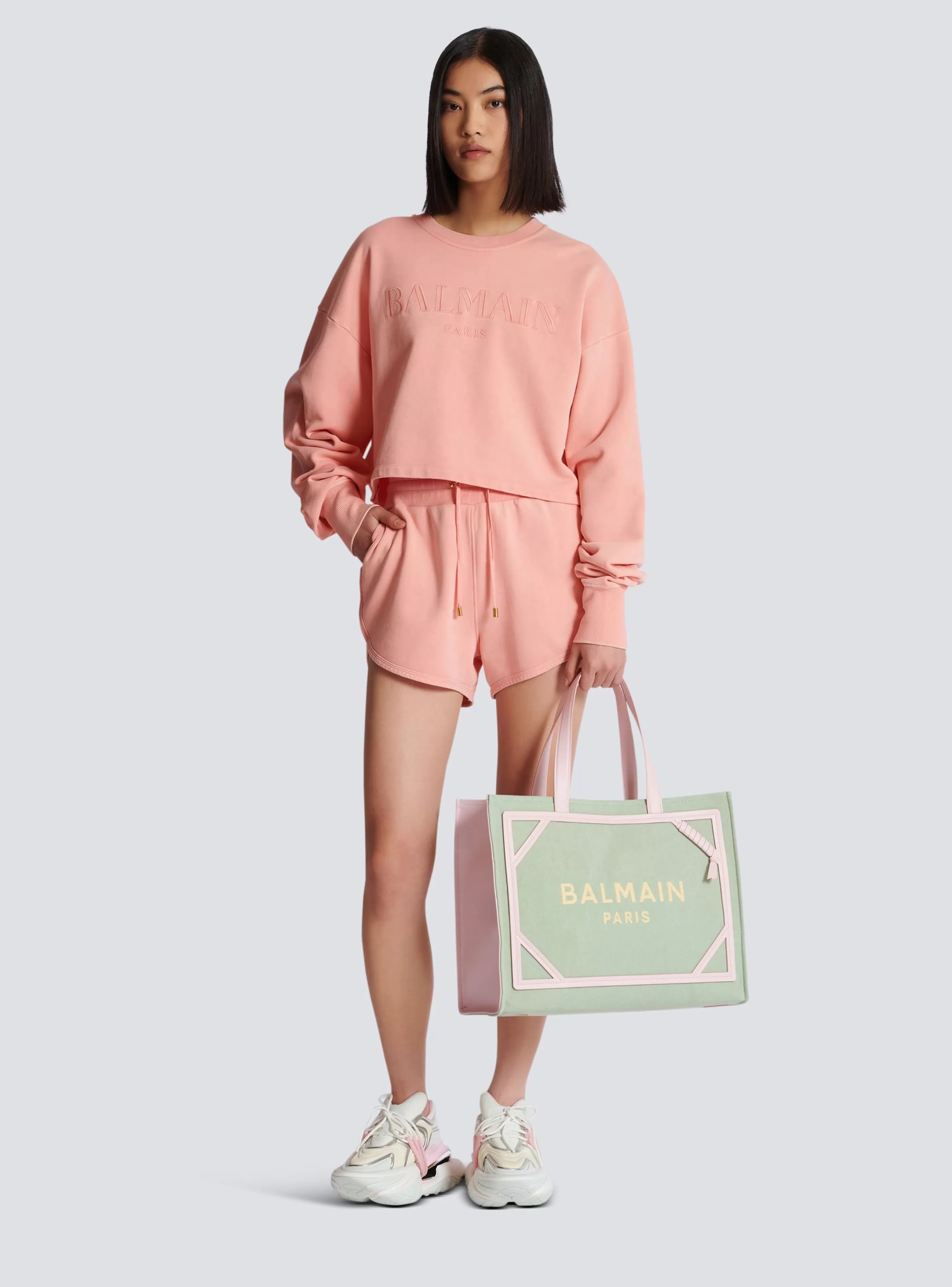 Balmain Felpe-Sweatshirt With Vintage Embroidery pink
