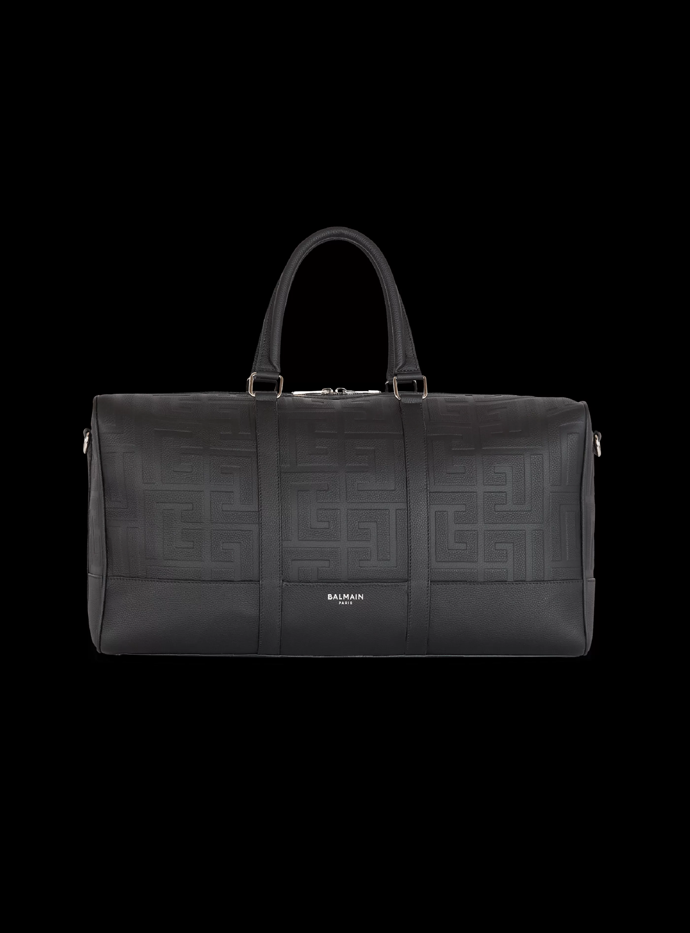 Balmain Borse E Zaini-Travel Bag In Grained Leather black