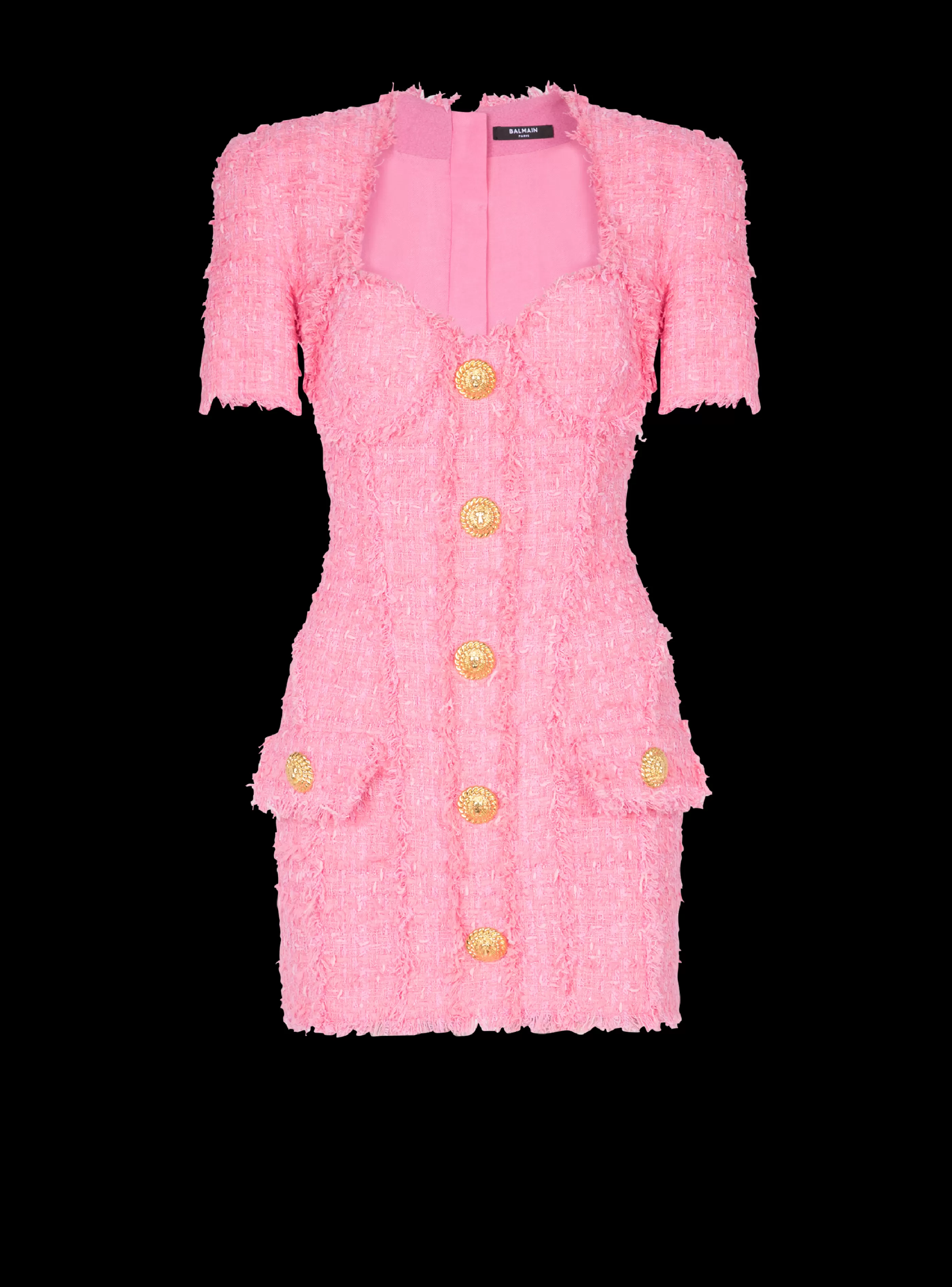 Balmain Abiti-Tweed Dress With Buttons pink