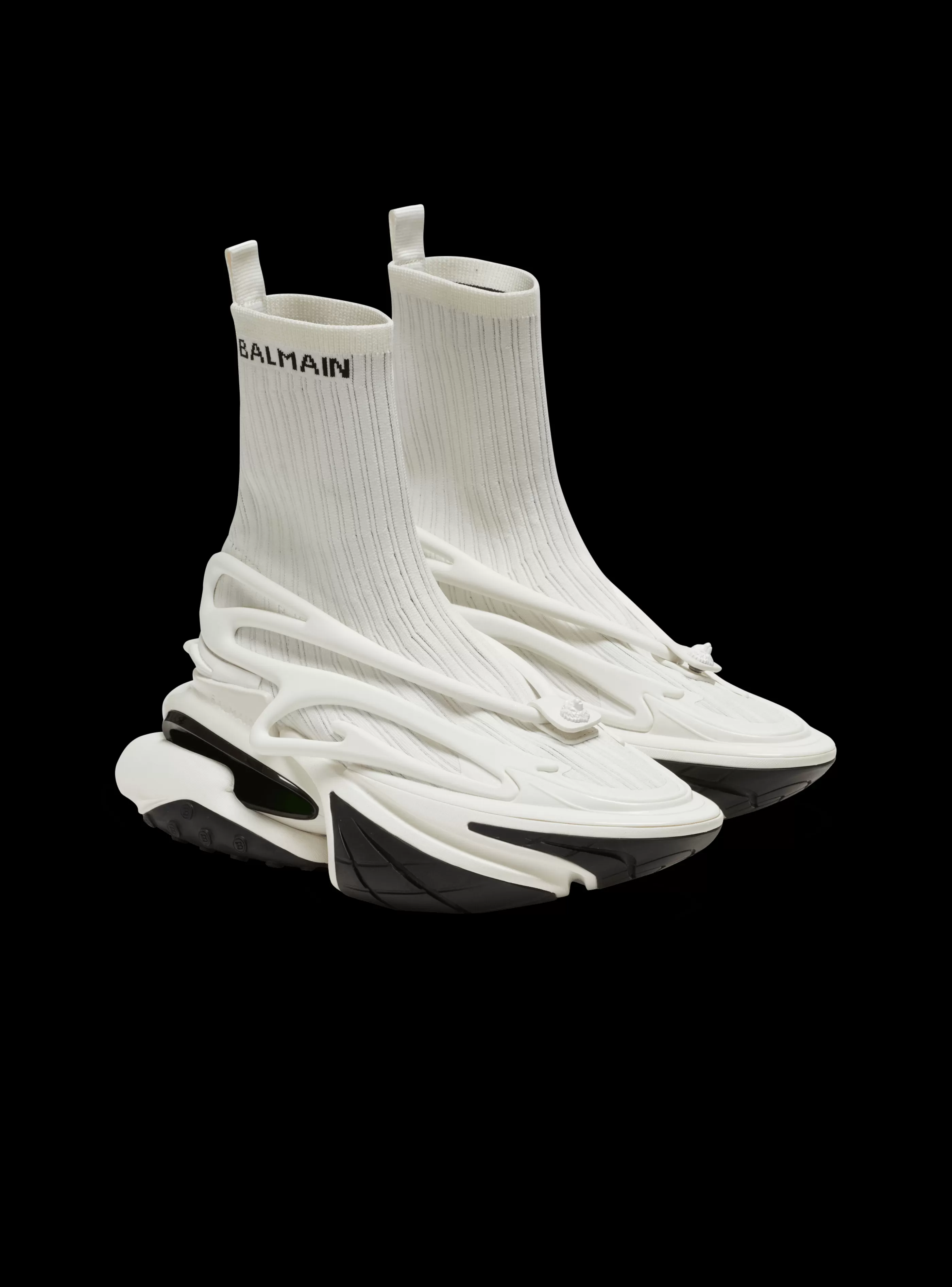 Balmain Unicorn-Unicorn High-top Trainers In Mesh And Leather white