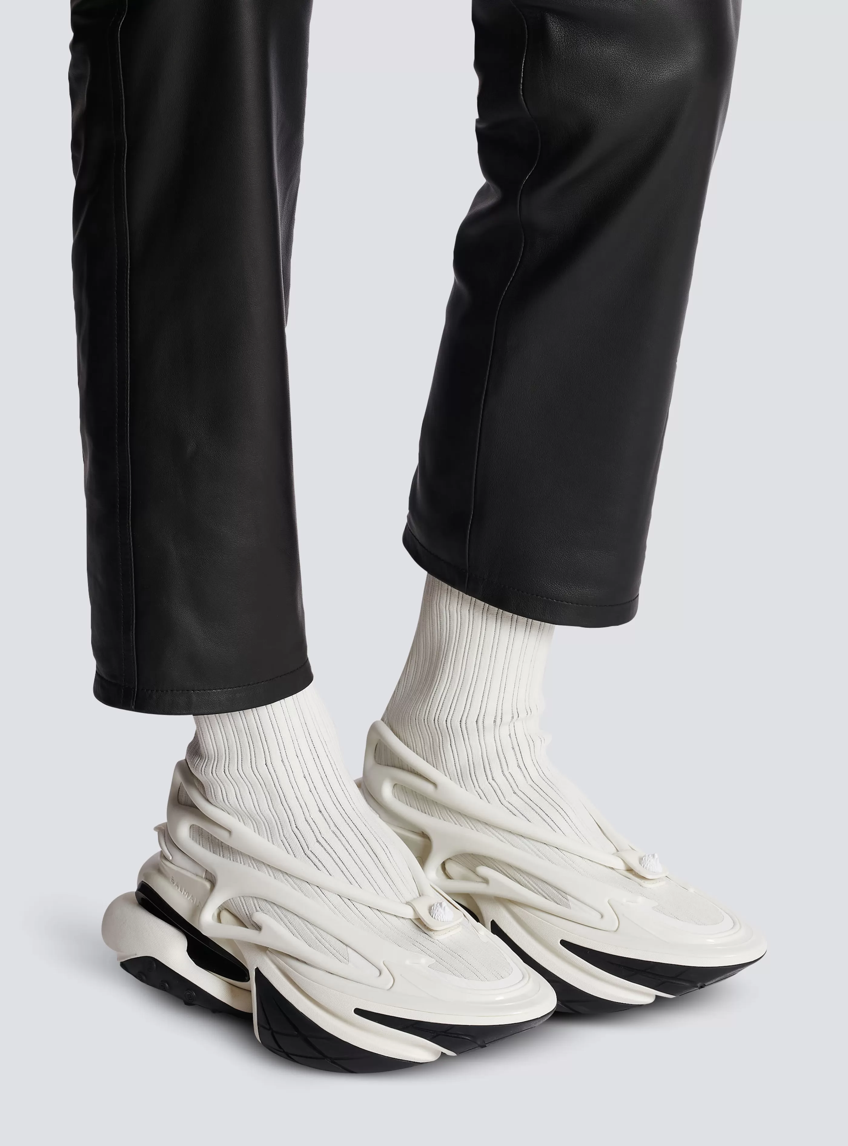 Balmain Unicorn-Unicorn High-top Trainers In Mesh And Leather white