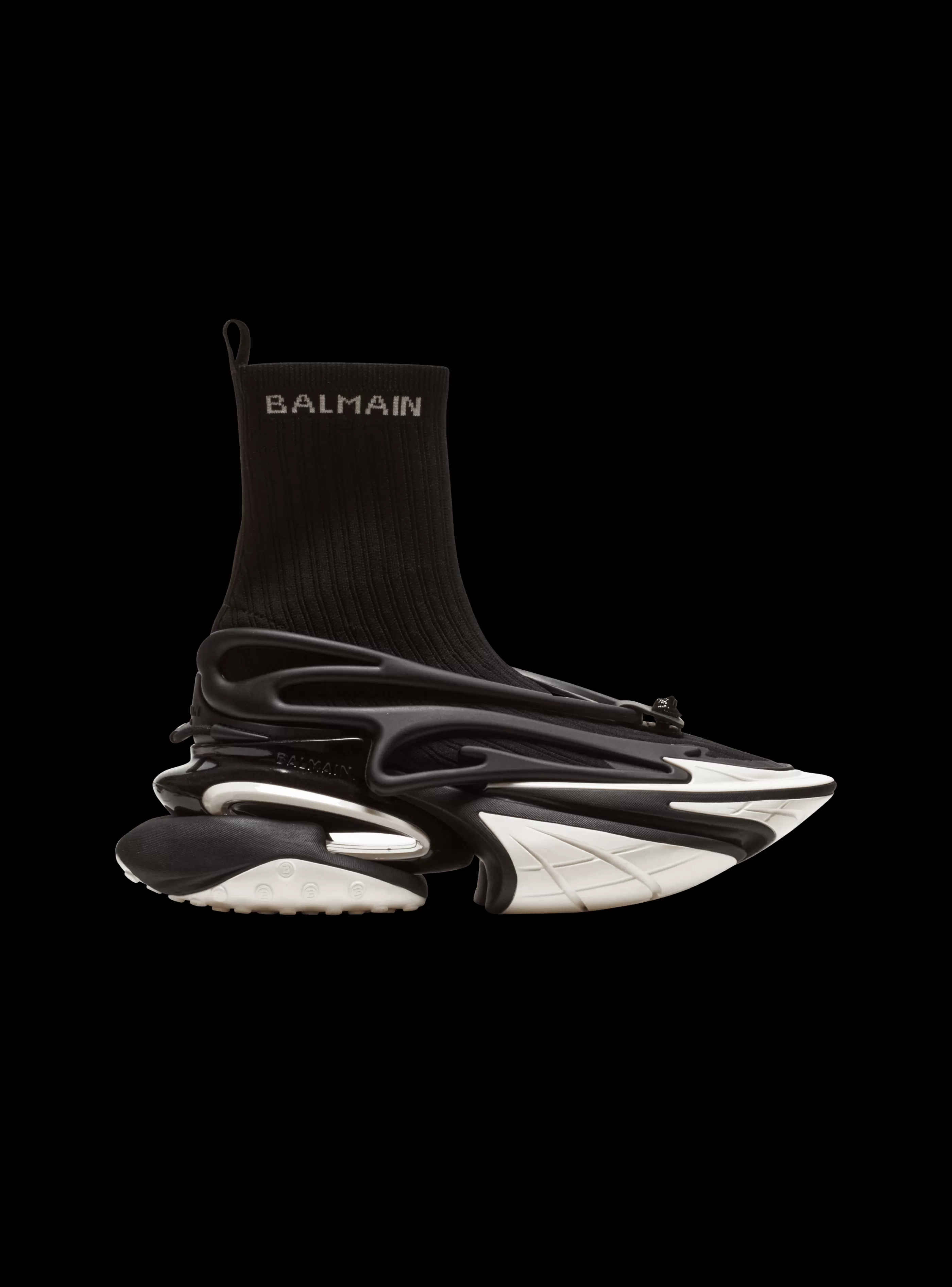 Balmain Unicorn-Unicorn Knit And Rubber Trainers black