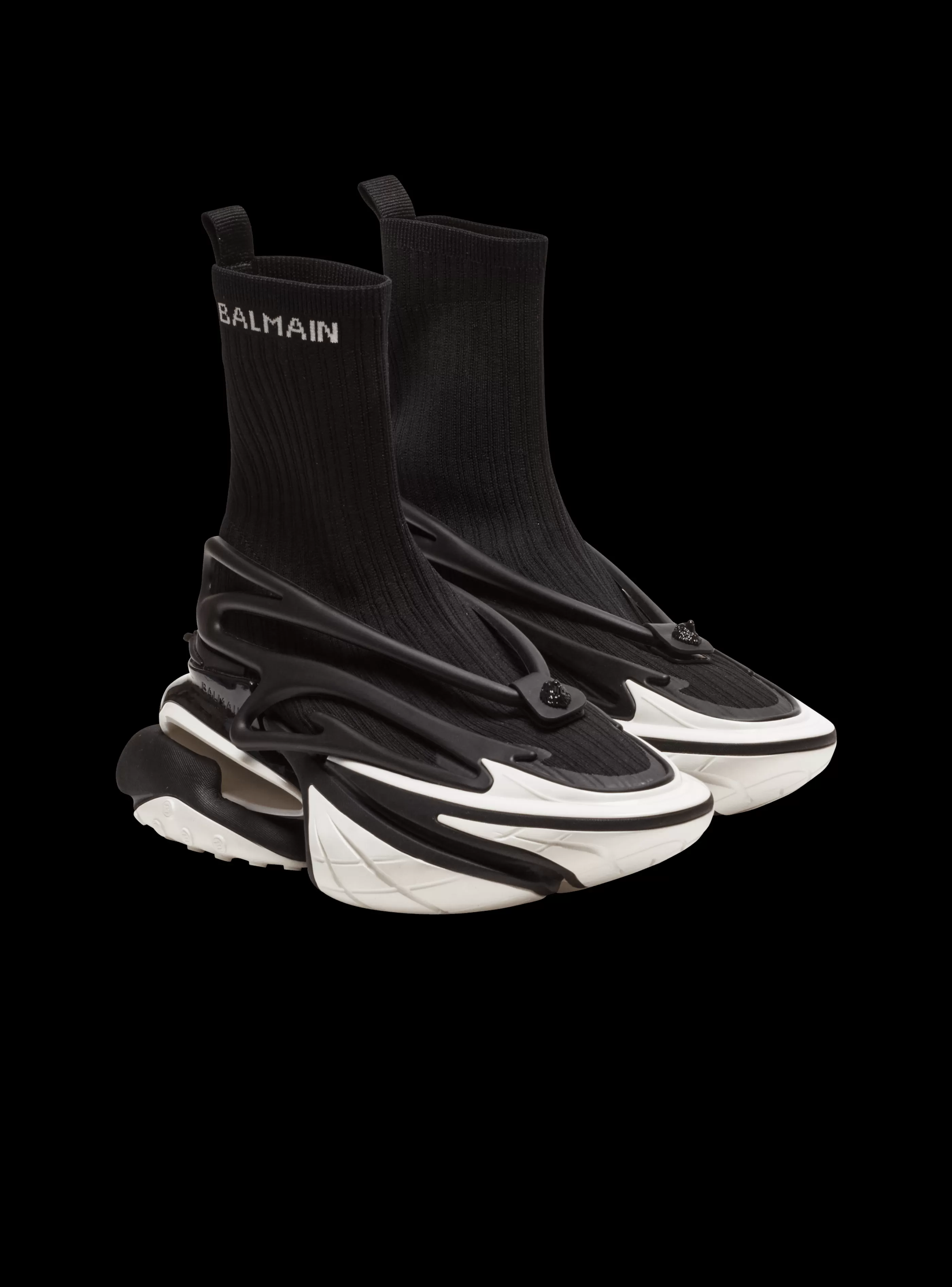 Balmain Unicorn-Unicorn Knit And Rubber Trainers black