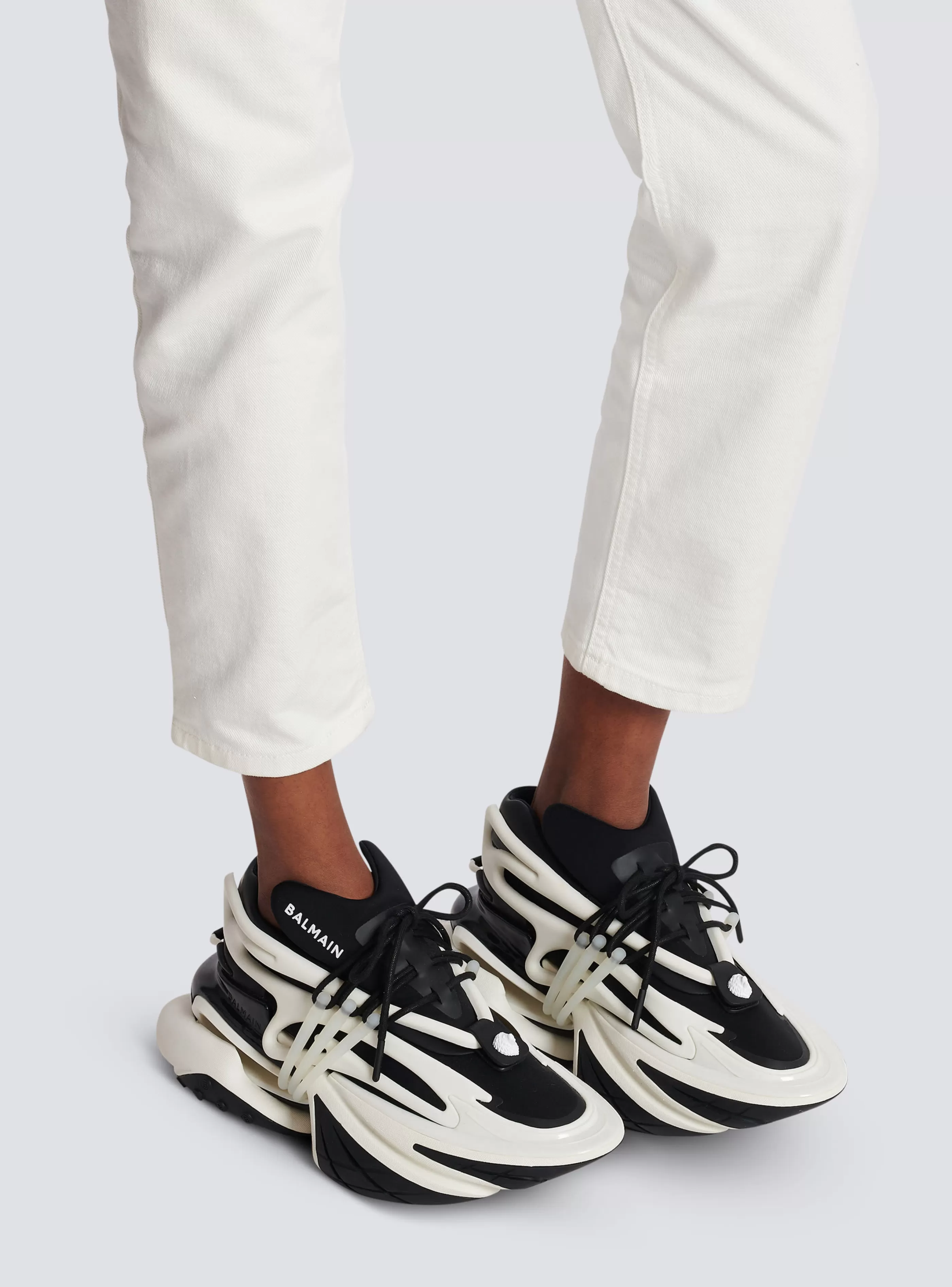 Balmain Unicorn-Unicorn Trainers In Two-tone Neoprene And Leather black