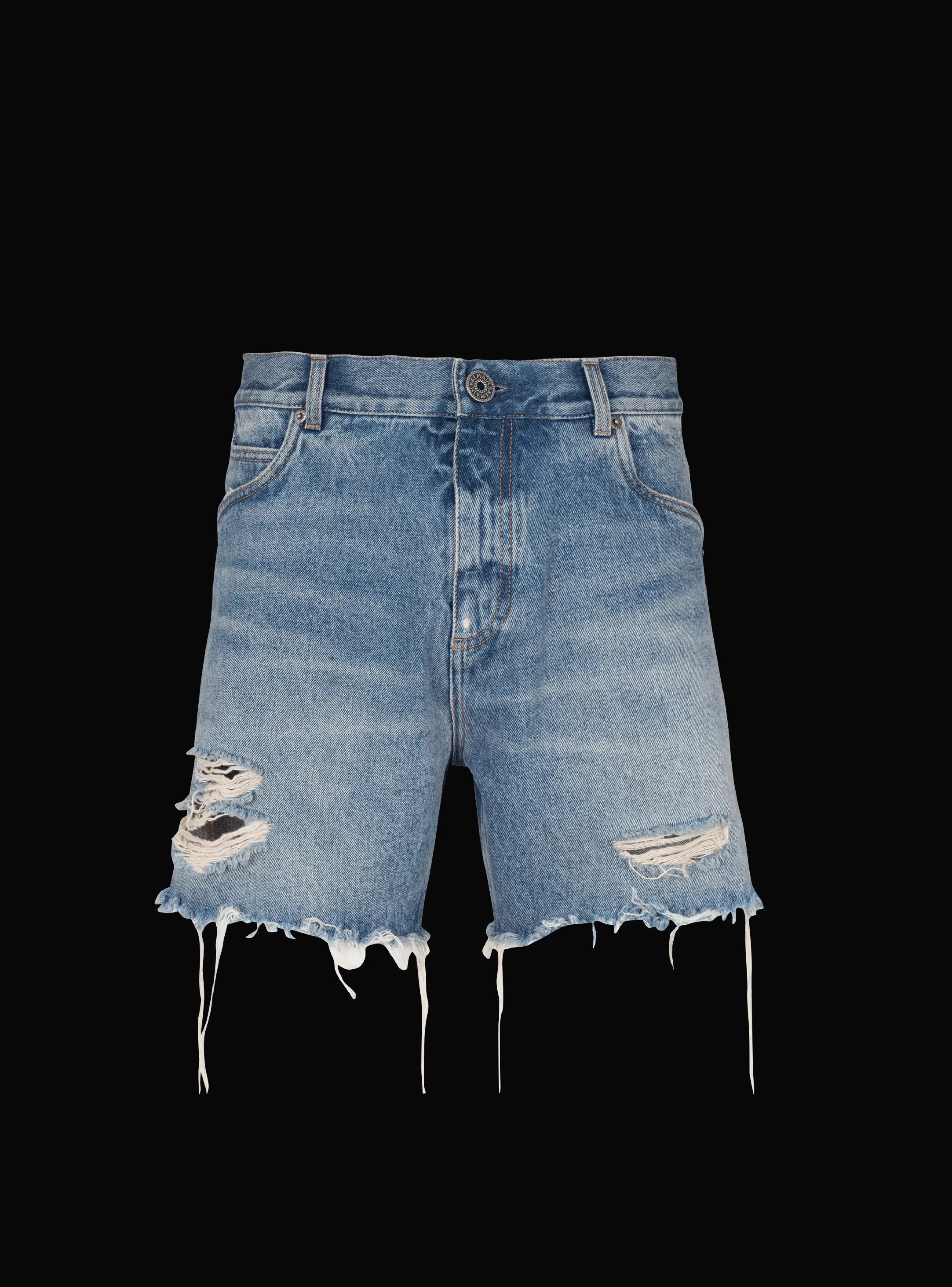 Balmain Pantaloni E Pantaloncini | Denim-Unisex Shorts In Vintage Wash Denim blue