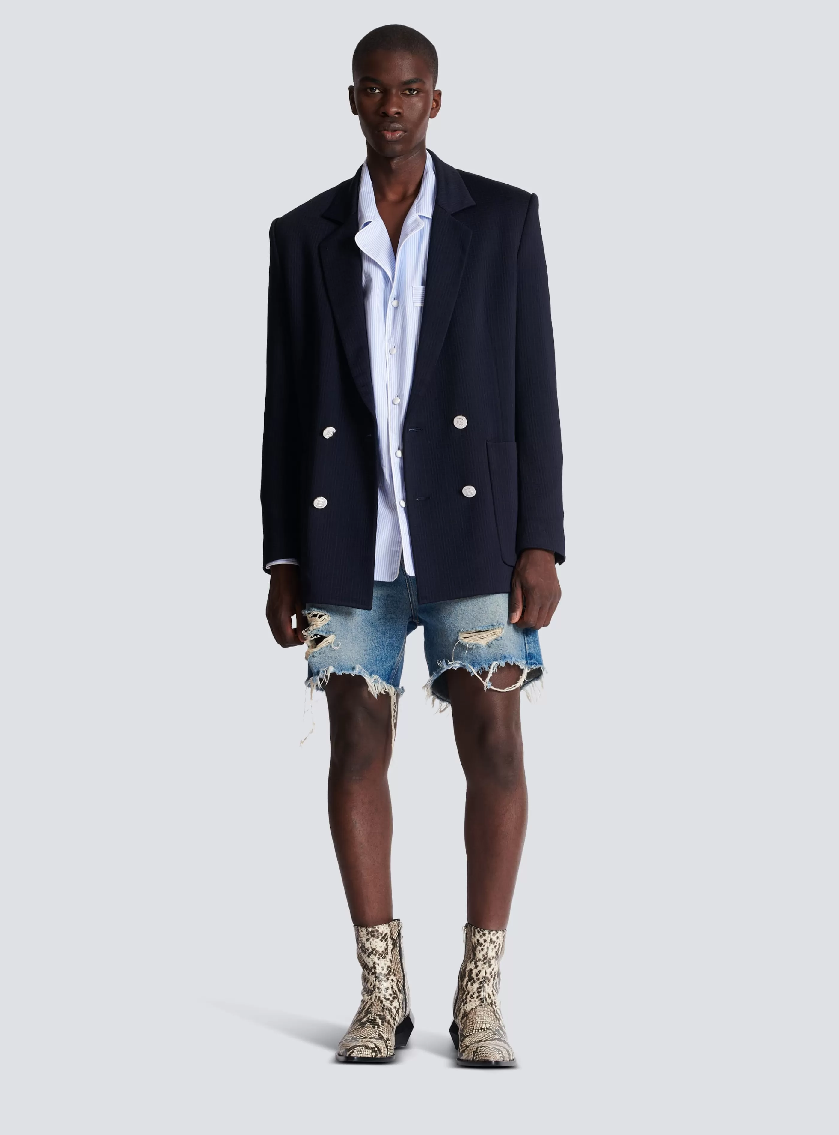 Balmain Pantaloni E Pantaloncini | Denim-Unisex Shorts In Vintage Wash Denim blue