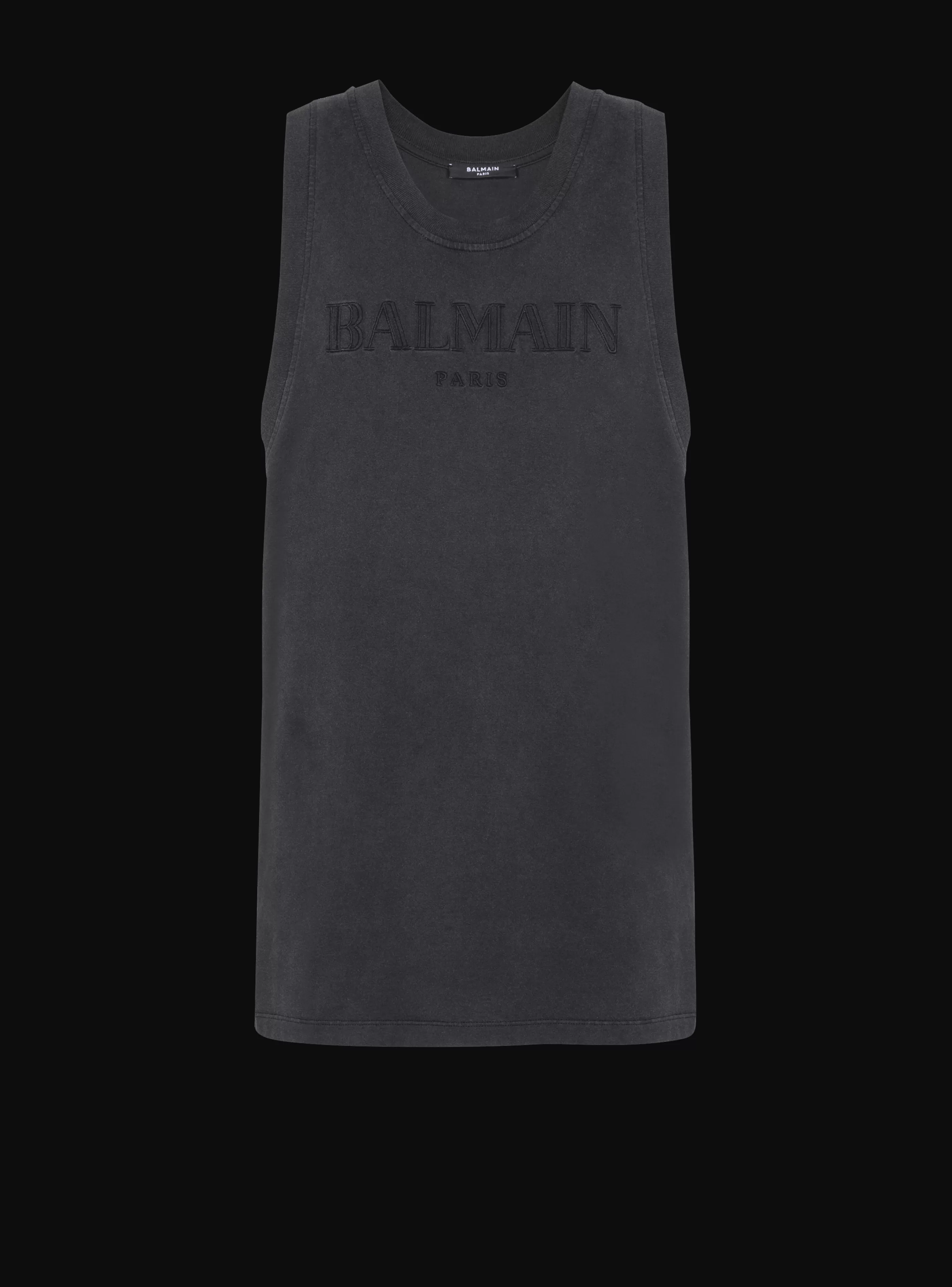 Balmain Abbigliamento Sportivo | T-Shirts-Vintage Embroidered Tank Top grey