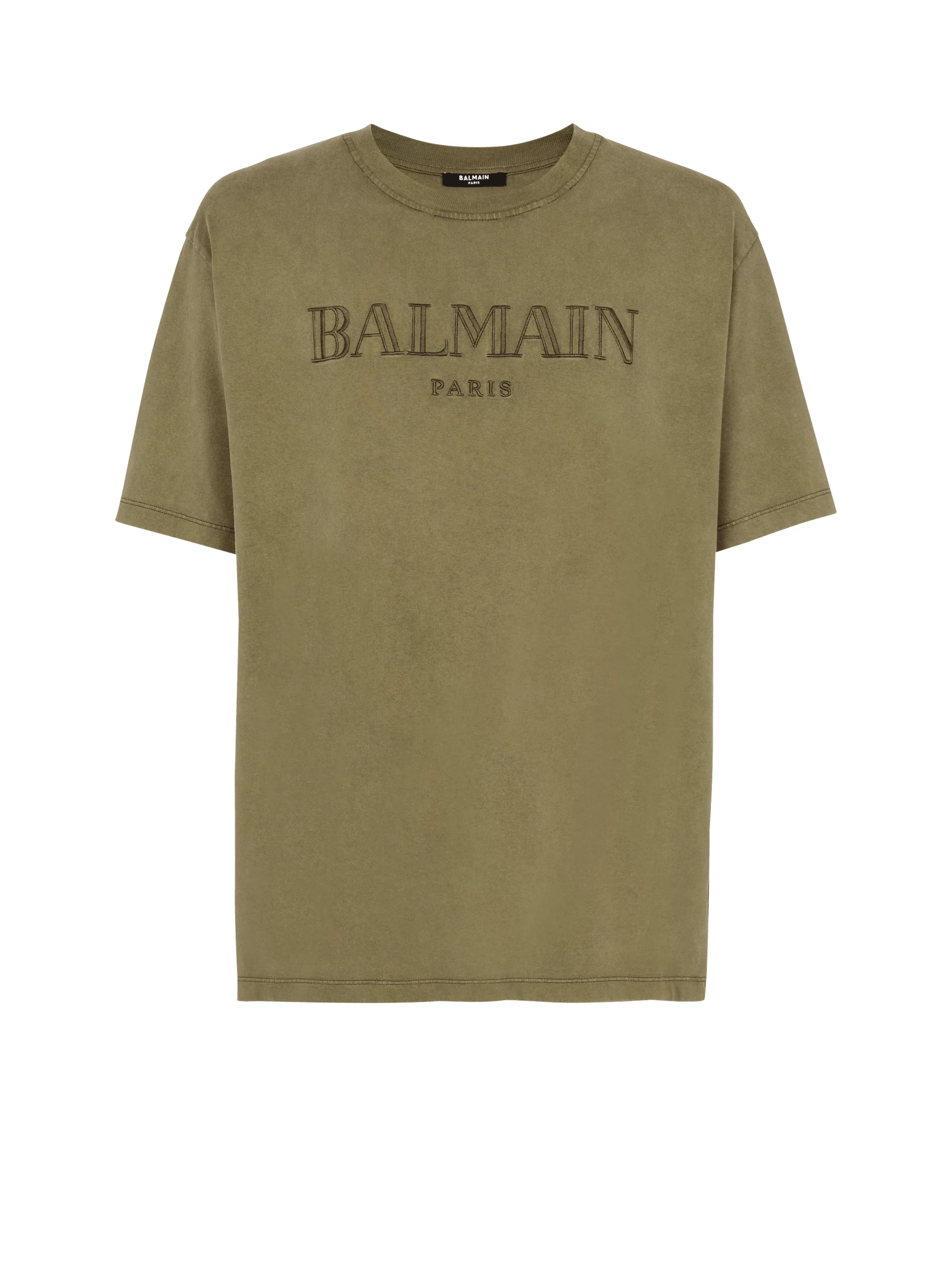 Balmain Abbigliamento Sportivo | T-Shirts-Vintage Embroidered T-shirt khaki