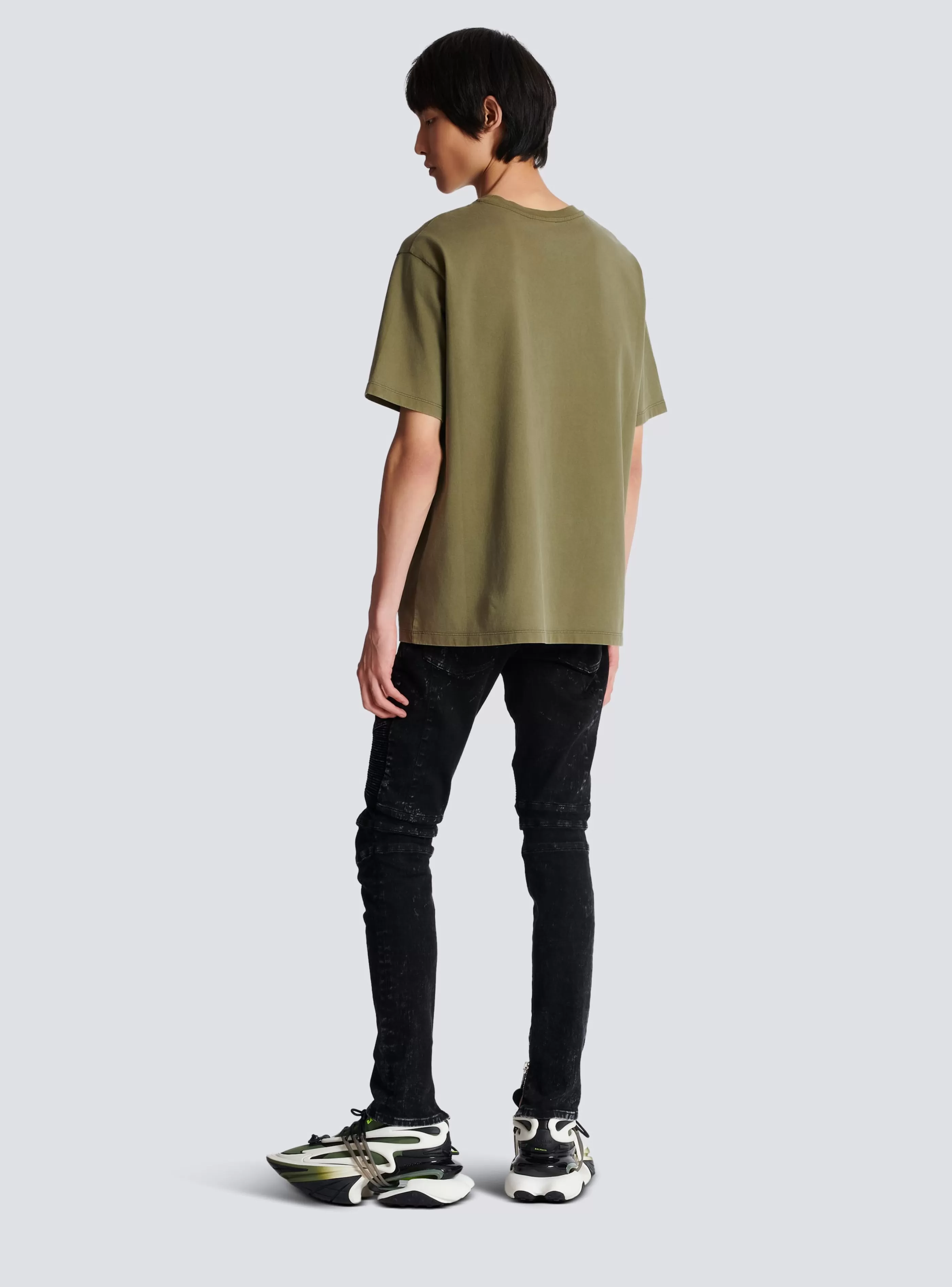 Balmain Abbigliamento Sportivo | T-Shirts-Vintage Embroidered T-shirt khaki