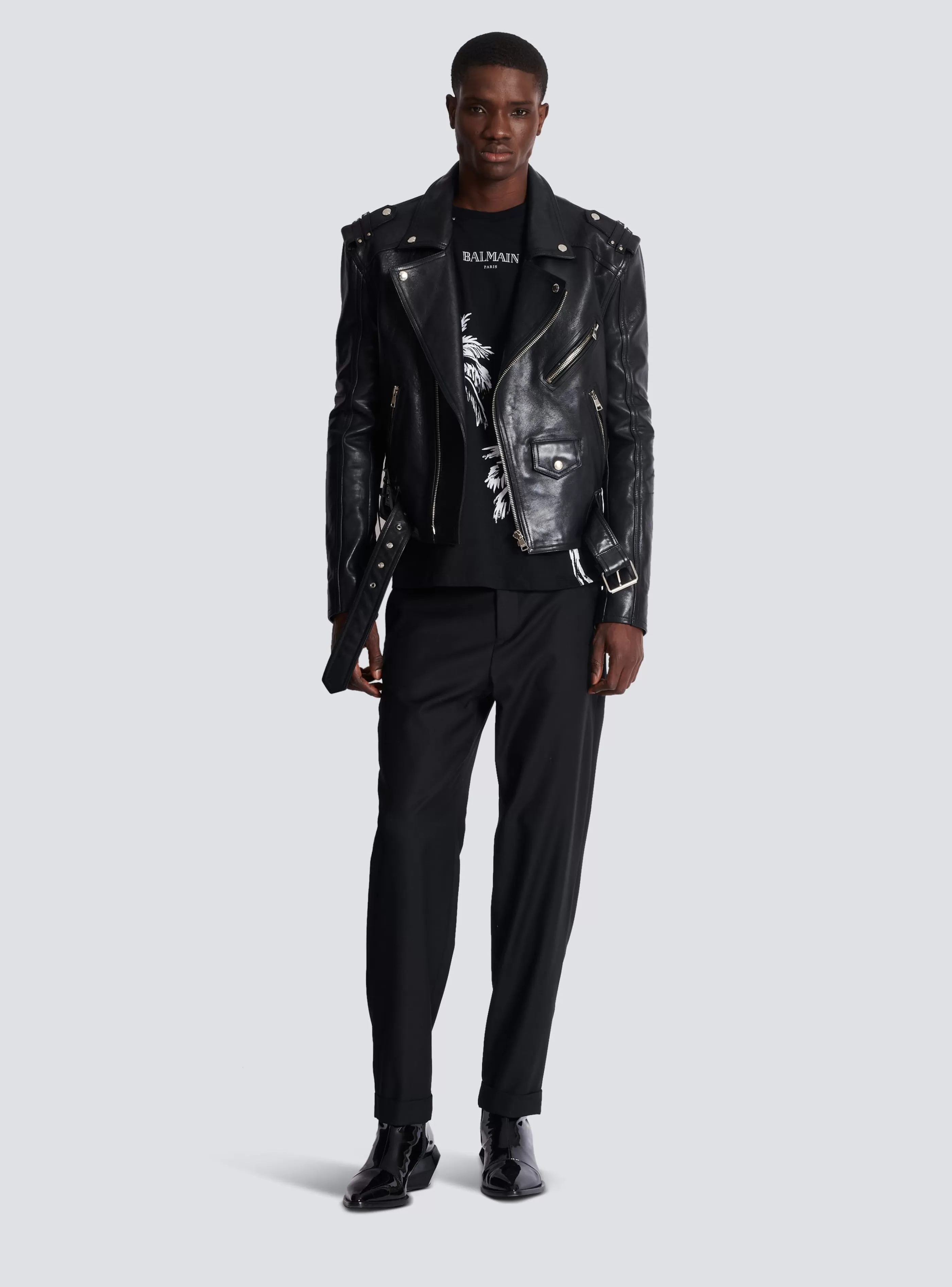 Balmain T-Shirts-Vintage T-shirt With Palm Tree Print black