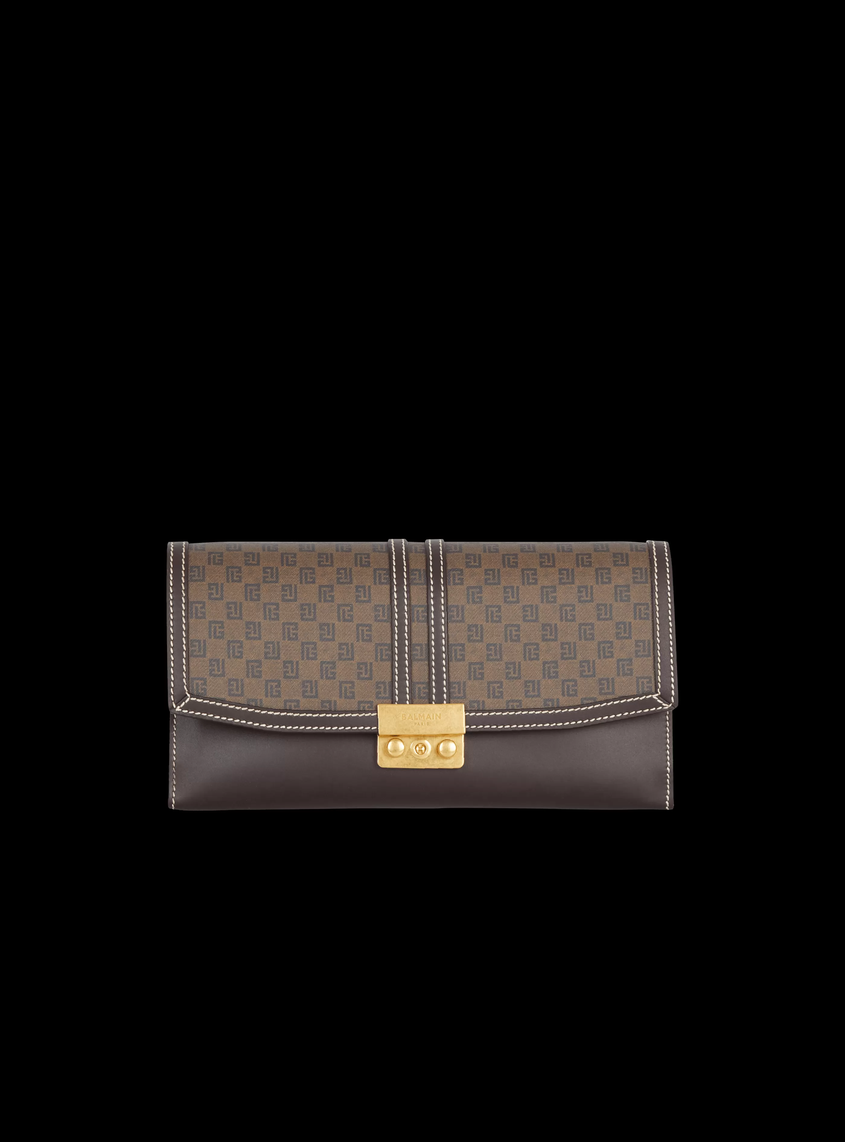 Balmain Pochette E Marsupi-Vintage Clutch Bag With Mini Monogram brown